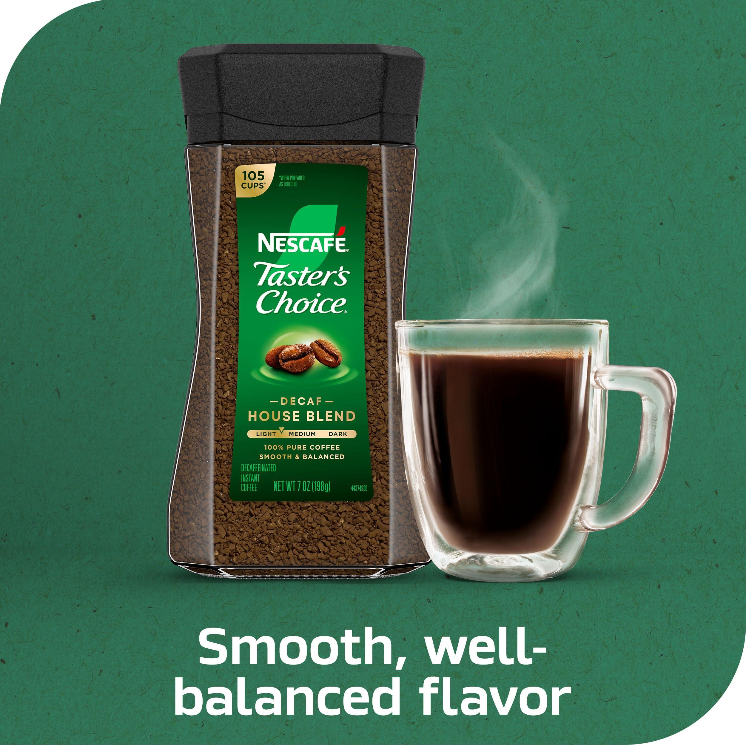 Taster\'s Choice NESCAF Taster\'s Choice Instant Coffee, Light Medium Roast, Decaf House Blend, 2 Jars (7 Oz Each)