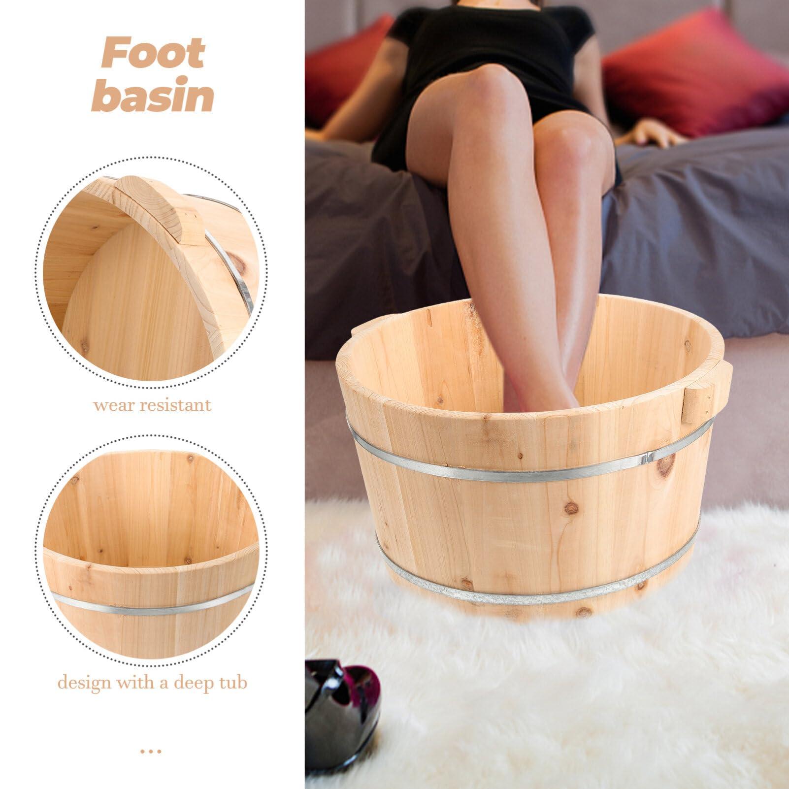 Angoily Angoily Wooden Foot Bath Bucket Wood Foot Tub for Soaking Feet Pedicure Bowl Foot Spa Massage Pedicure Barrels Foot Bath Basin Foot Soak Tub for Home Sauna 21cm