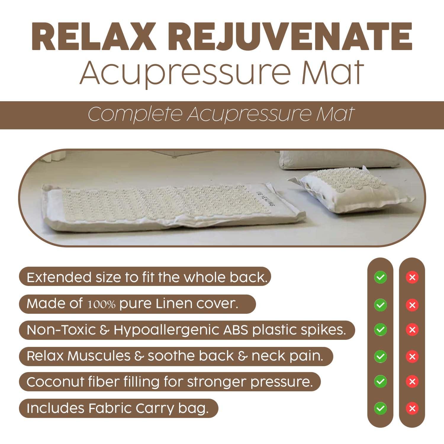 Vie Healing Vie Healing Acupressure Mat for Muscle Relaxation - Acupressure Mat for Back and Neck Pain Relief - Acupressure Mat Full Body - Stress Reduction Acupressure Mats - Extra-Long Yoga Acupressure Mat Set