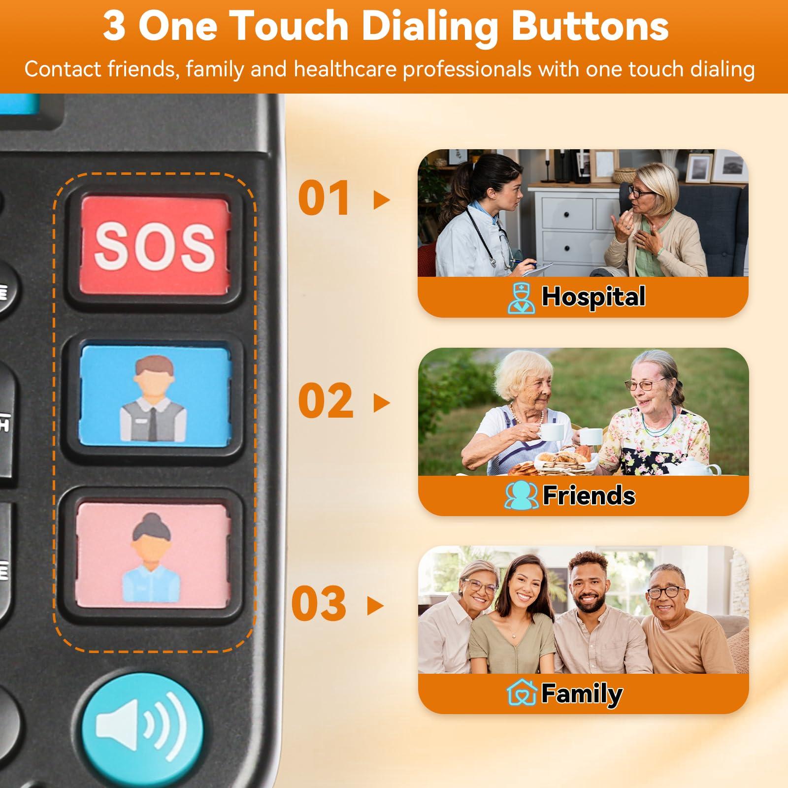 Sangyn Sangyn Senior Telephone Landline Phones with Big Button and Hearing Aid Function for Elderly Corded Phone with Backlight Display Mute Pause Redial for Alzheimer\'s Disease & Enlarged,Black