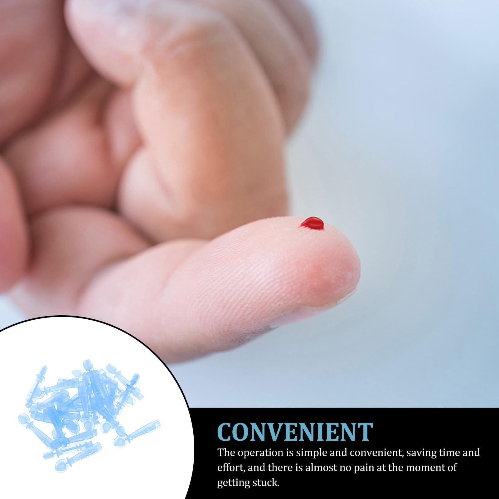 Healifty Lancets for Blood Testing, 200pcs Safety Lancets 30G Lancet Pen Tip Needle Bloodletting Pens Blood Sample Lancets for Blood Glucose Testing, Sky- Blue