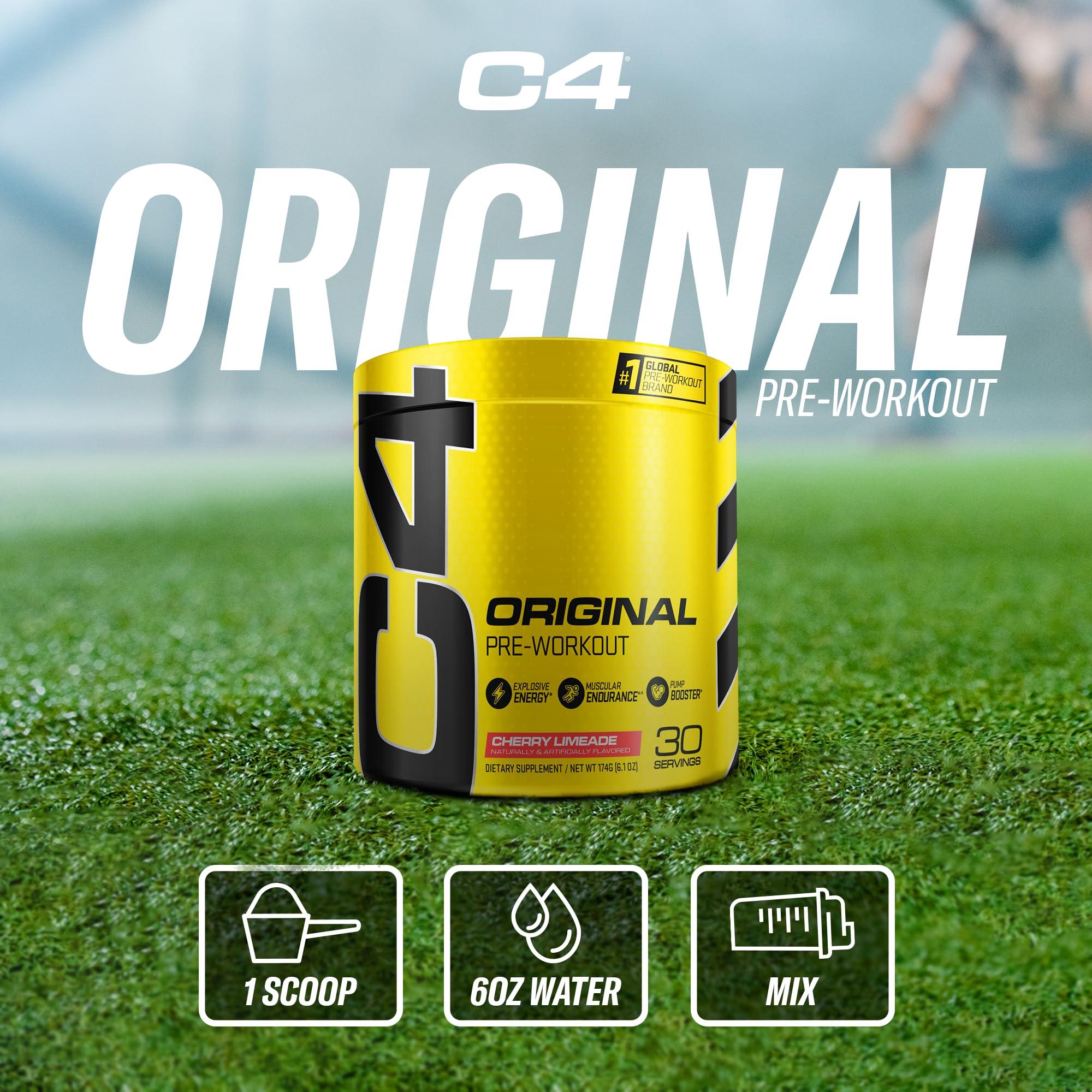 Cellucor Cellucor C4 Original Pre Workout Powder Cherry Limeade | Vitamin C for Immune Support | Sugar Free Preworkout Energy for Men & Women | 150mg Caffeine + Beta Alanine + Creatine | 30 Servings