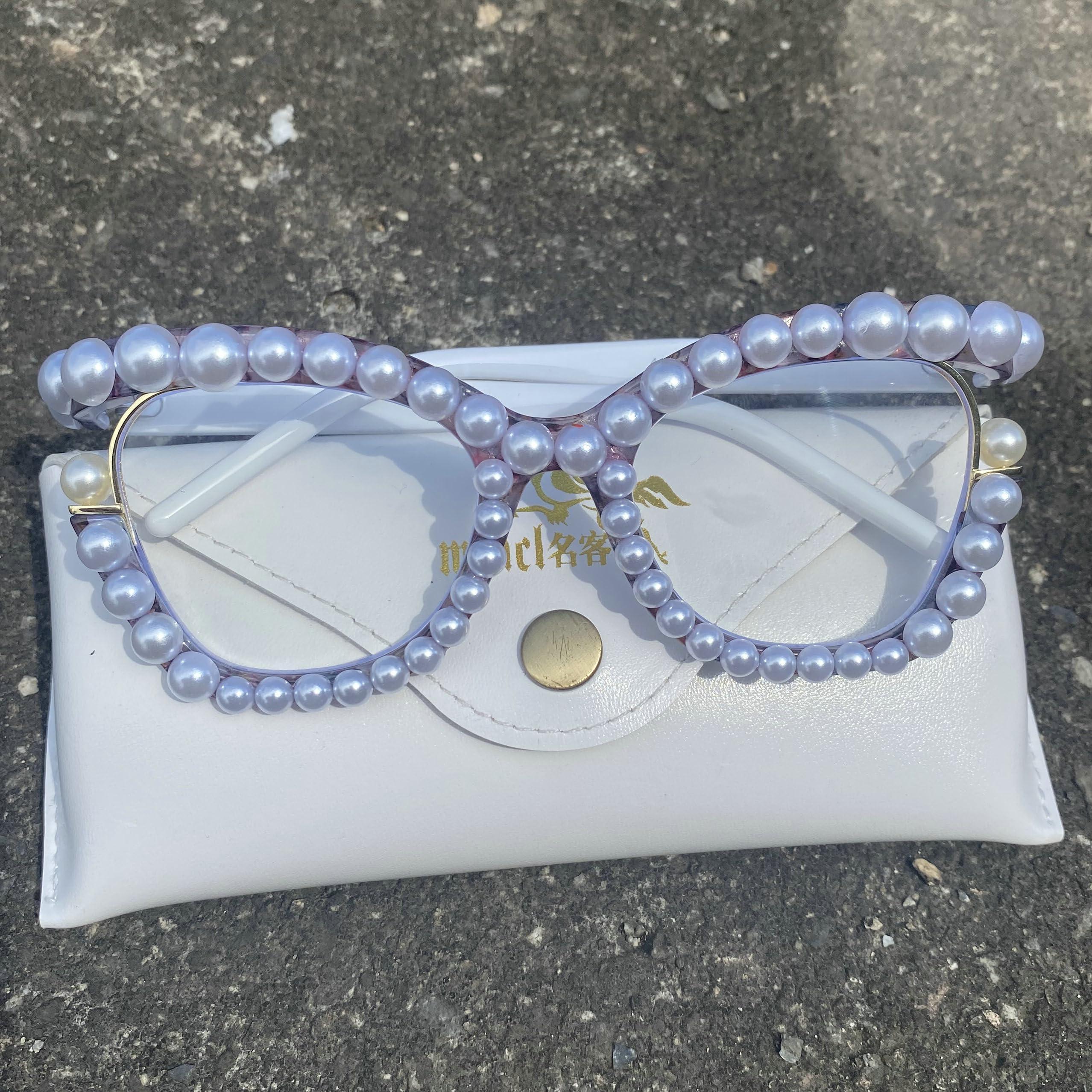 mincl mincl Cat Eye Rhinestone Reading Glasses Bifocal Reading Glasses for Women Stylish bling Magnifying Blue Light Readers (flower, 3.25, multiplier_x)