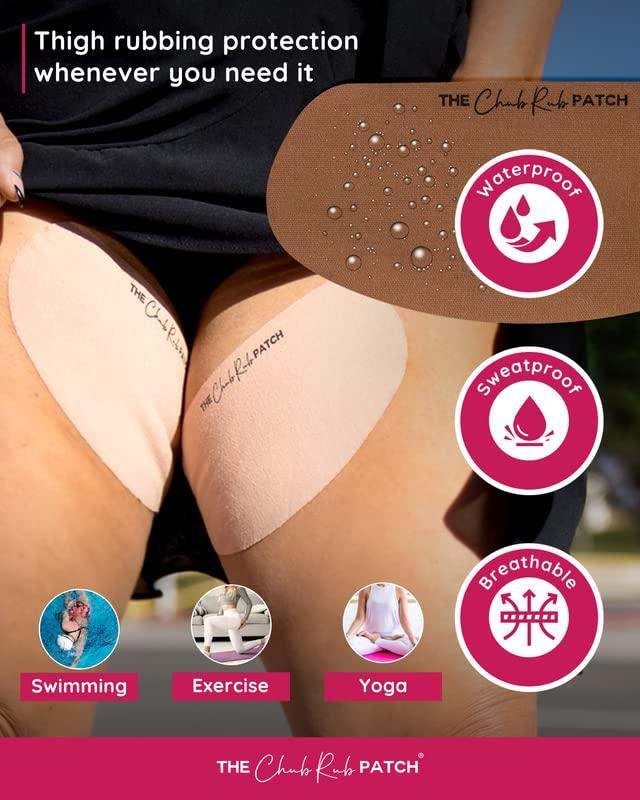 THE CHUB RUB PATCH The Chub Rub Patch for Thighs (AS SEEN ON SHARK TANK), Anti Chafe Thigh Chafing Prevention Friction Tape Patches, Anti Chafing Skin Tape for Inner Thigh Rubbing Prevention Women (3 Pairs), Cocoa