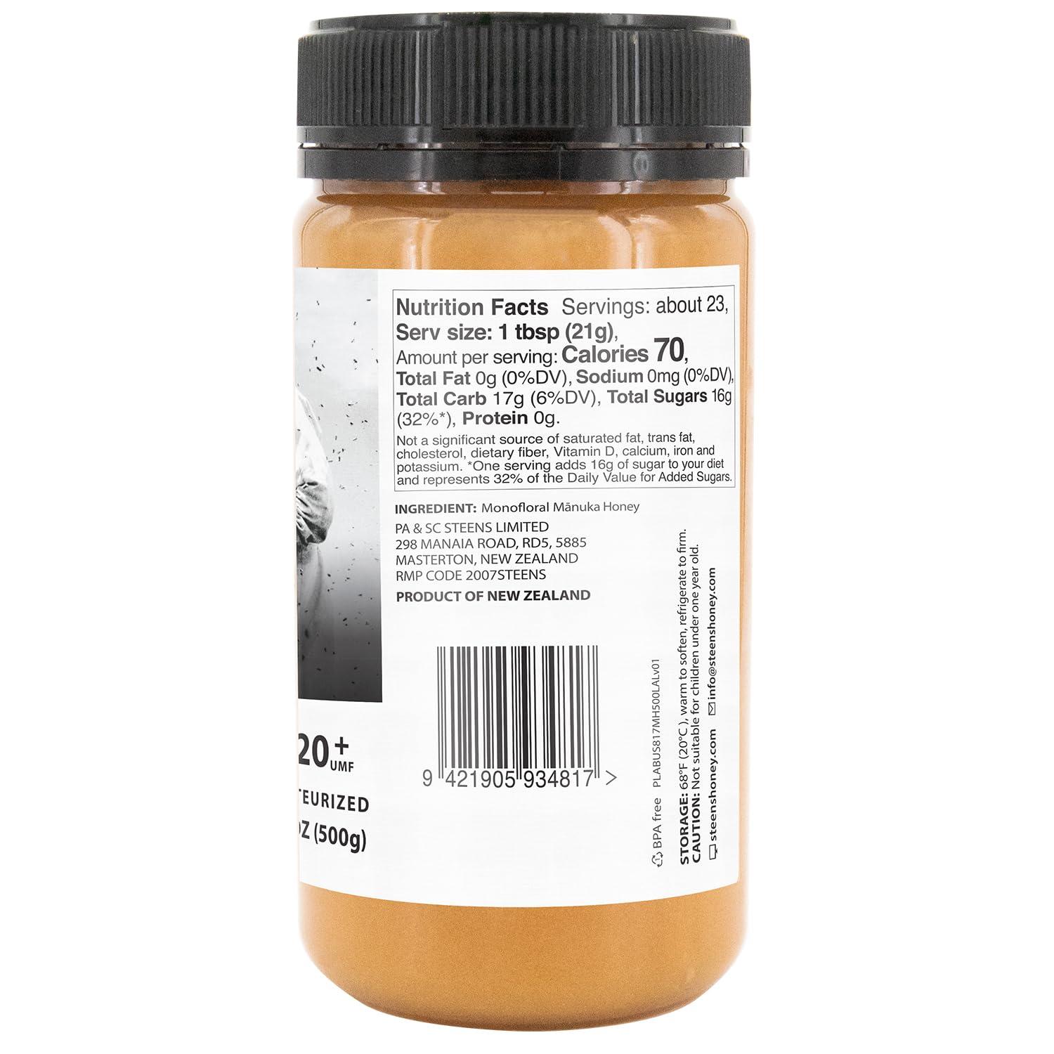 Steens Steens Manuka Honey - MGO 830+ - Pure & Raw 100% Certified UMF 20+ Manuka Honey - Bottled and Sealed in New Zealand - 17.6 Ounce (Pack of 1) New Version