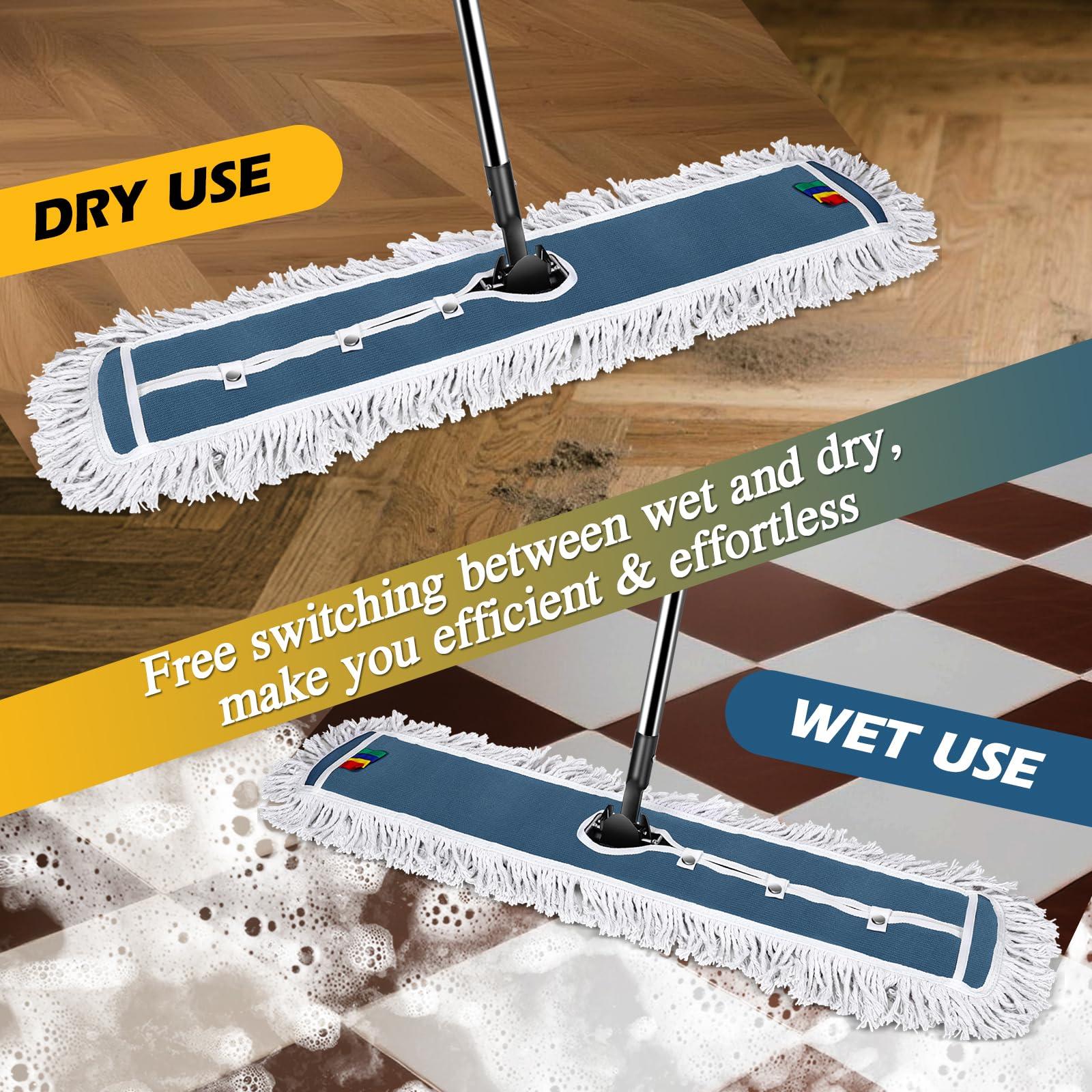 MASTERTOP MASTERTOP 42\" Commercial Mop, Heavy Duty Dust Floor Mop with 2 Microfiber Pads, Professional Industrial Wet and Dry Mops with 51.6\" Long Handle for Hardwood, Tile, Laminate,Garage,Office,Mall