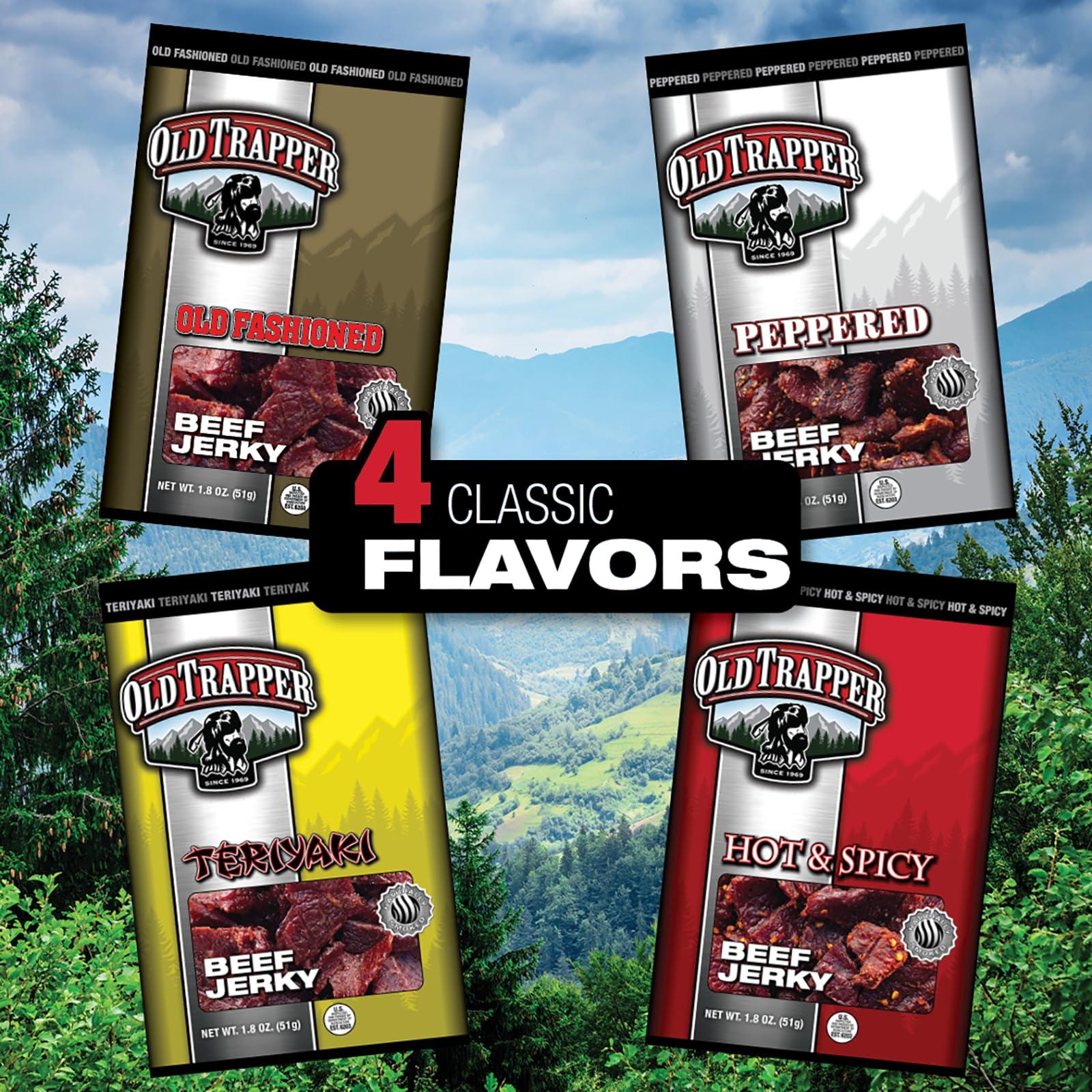 Old Trapper Old Trapper Beef Jerky, Hot & Spicy Flavor, 1.8-Ounce Individual Packs, Great Size for Quick Snacking, 11 Grams of Protein and 70 Calories Per Serving (Pack of Six)