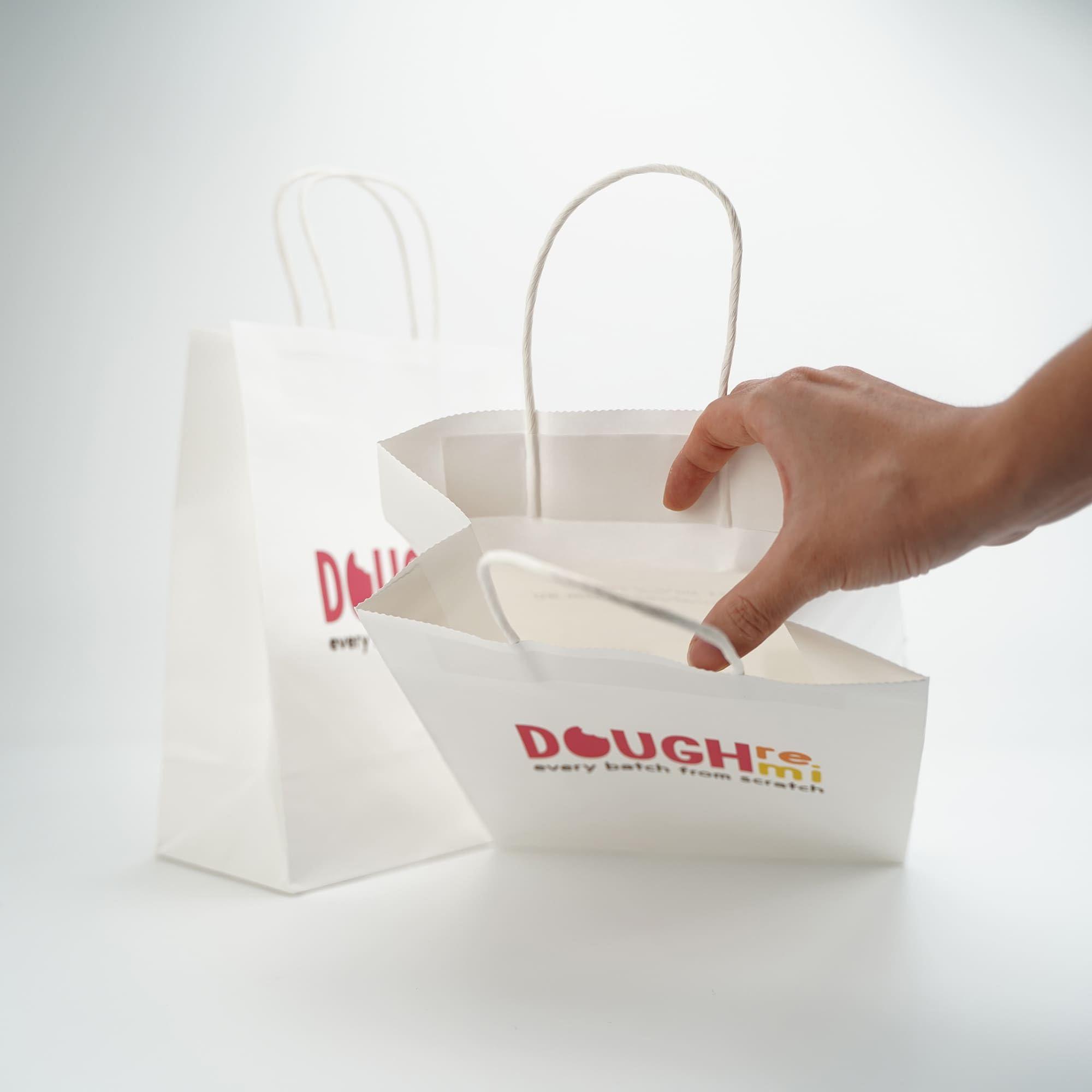 SOUTH GIANT Custom Printed Kraft Paper Bags for Small Business, 10.5x8.5x4.25 inch Medium Size, Personalized Retail Gift Bags with Logo, White Shopping Paper bag with Handle, Goodie Bags (50pcs - White)