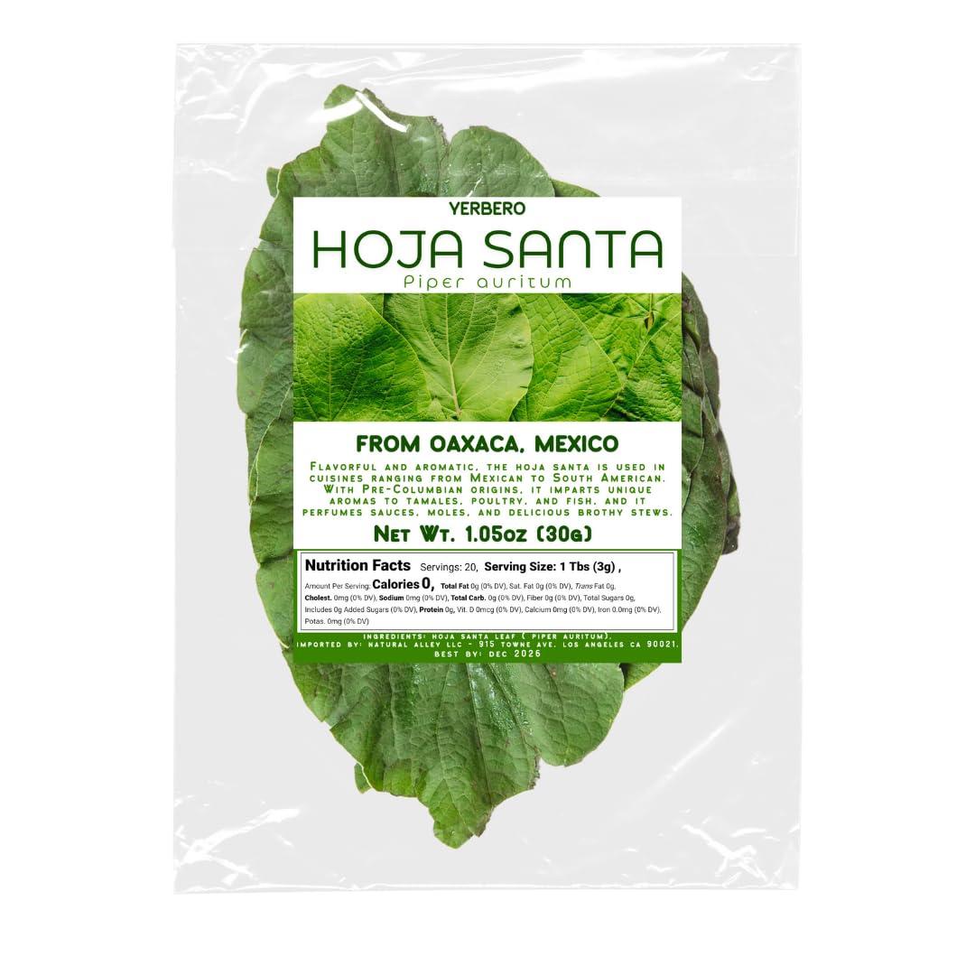 YERBERO Yerbero - Whole Premium Dried Hierba Santa Leaves 1.05 oz (30g) (25+ Leaves Per Bag) | Hoja De Hierba Santa Entera |100% Natural | Mexican Pepper Leaf Acuyo From Mexico | For use in Mexican Dishes, Tamales, Pozole, Carne Asada, Moles.