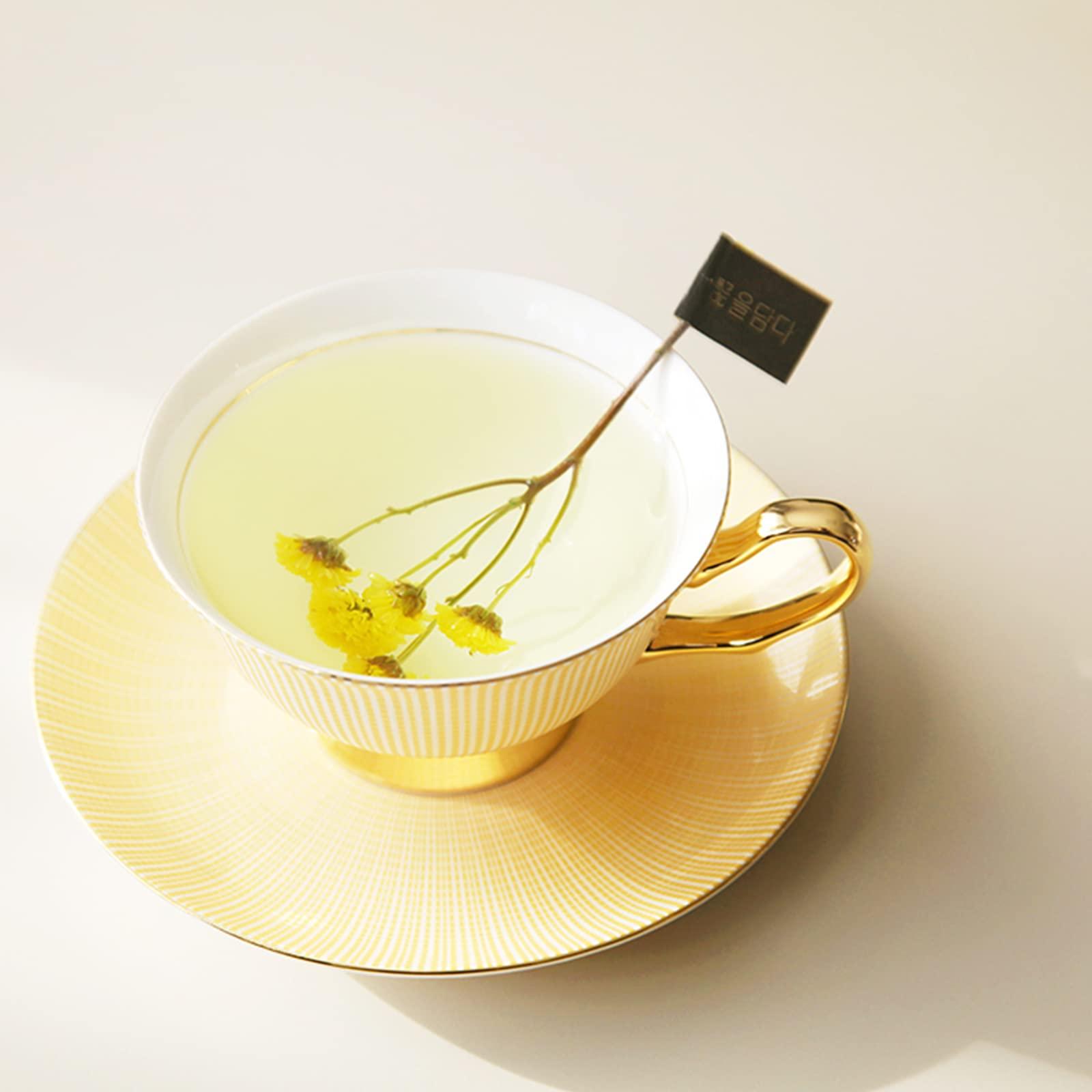 KKOKDAM KKOKDAM Tea Gift Set - Chrysanthemum Blooming Tea Flowers - Fancy Korean Tea Gifts For Tea Lovers - 5 Premium Flower Tea Sticks