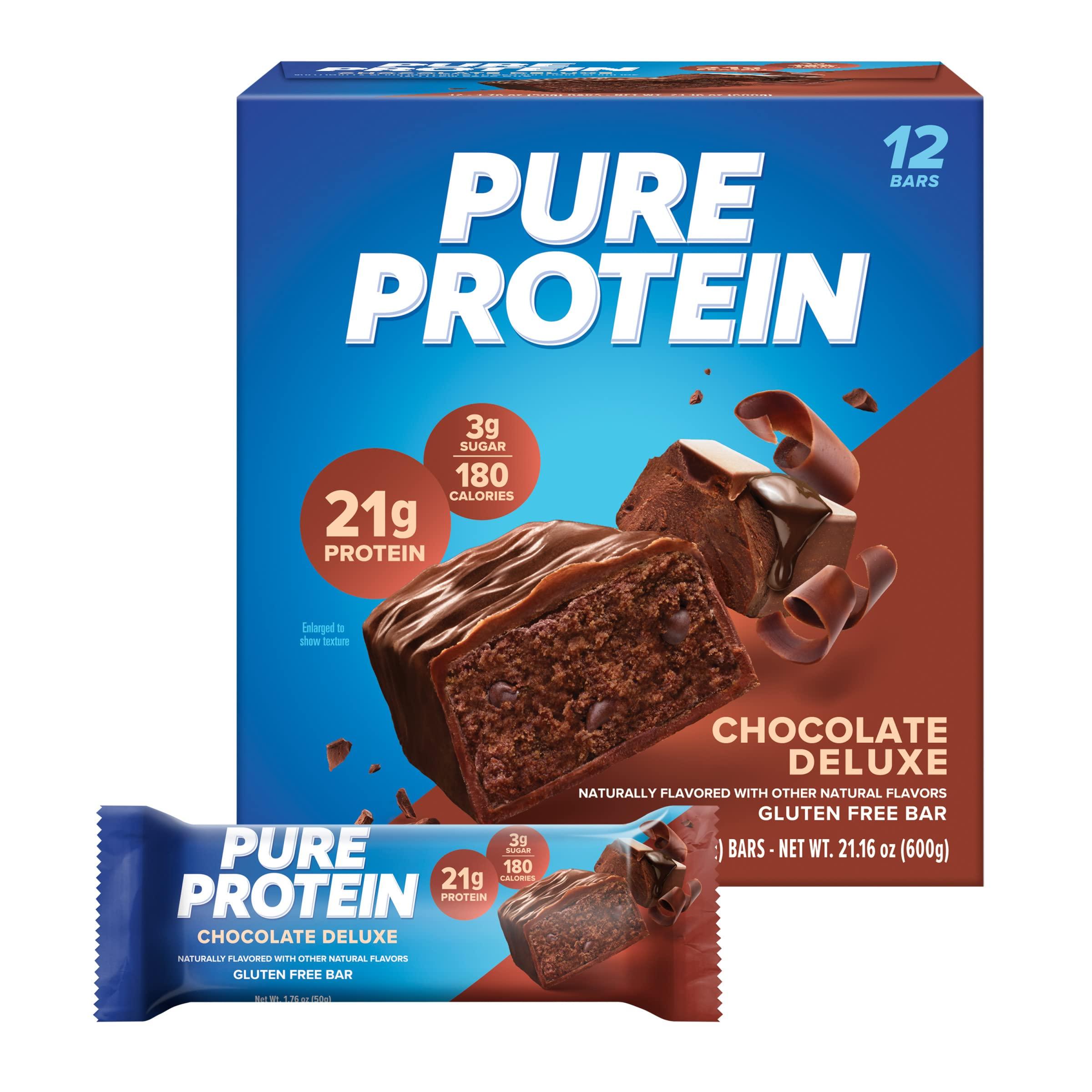 Pure Protein Pure Protein Chocolate Whey Protein Powder 1.75lb & Chocolate Deluxe Protein Bars 12 Count