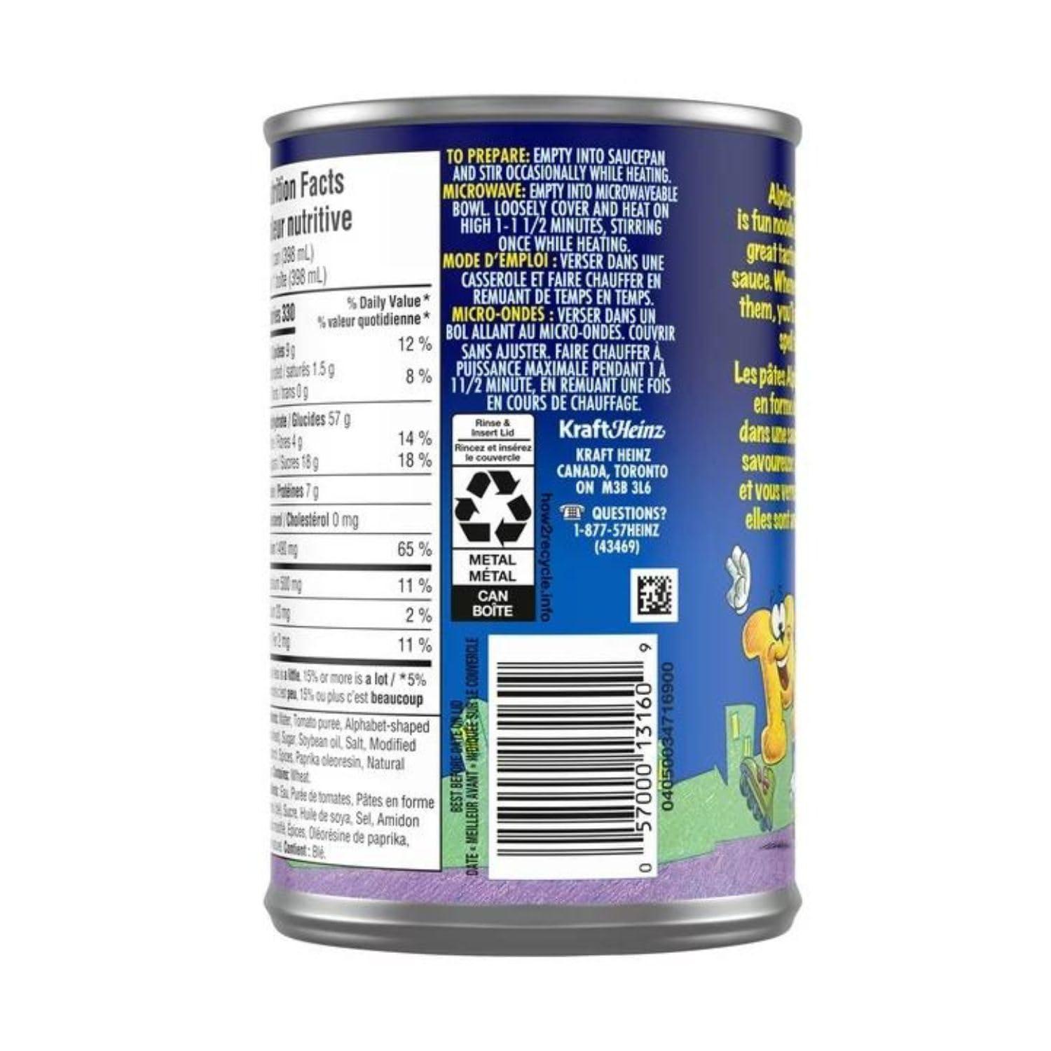 Generic Heinz Alphaghetti Pasta, Alphabet Pasta In Tomato Sauce, 398mL/13.5 fl. oz (Pack of 2) Shipped from Canada