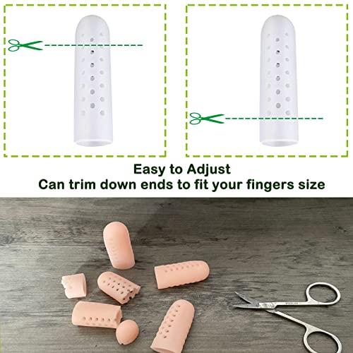 Kris-kikomy Kris-kikomy 14 PCS Silicone Finger Cots Gel Finger Protectors, Finger Bandage - New Breathable Finger Caps with Holes for Finger Cracking, Eczema, Trigger Fingers, Blisters, Broken Toe (White)