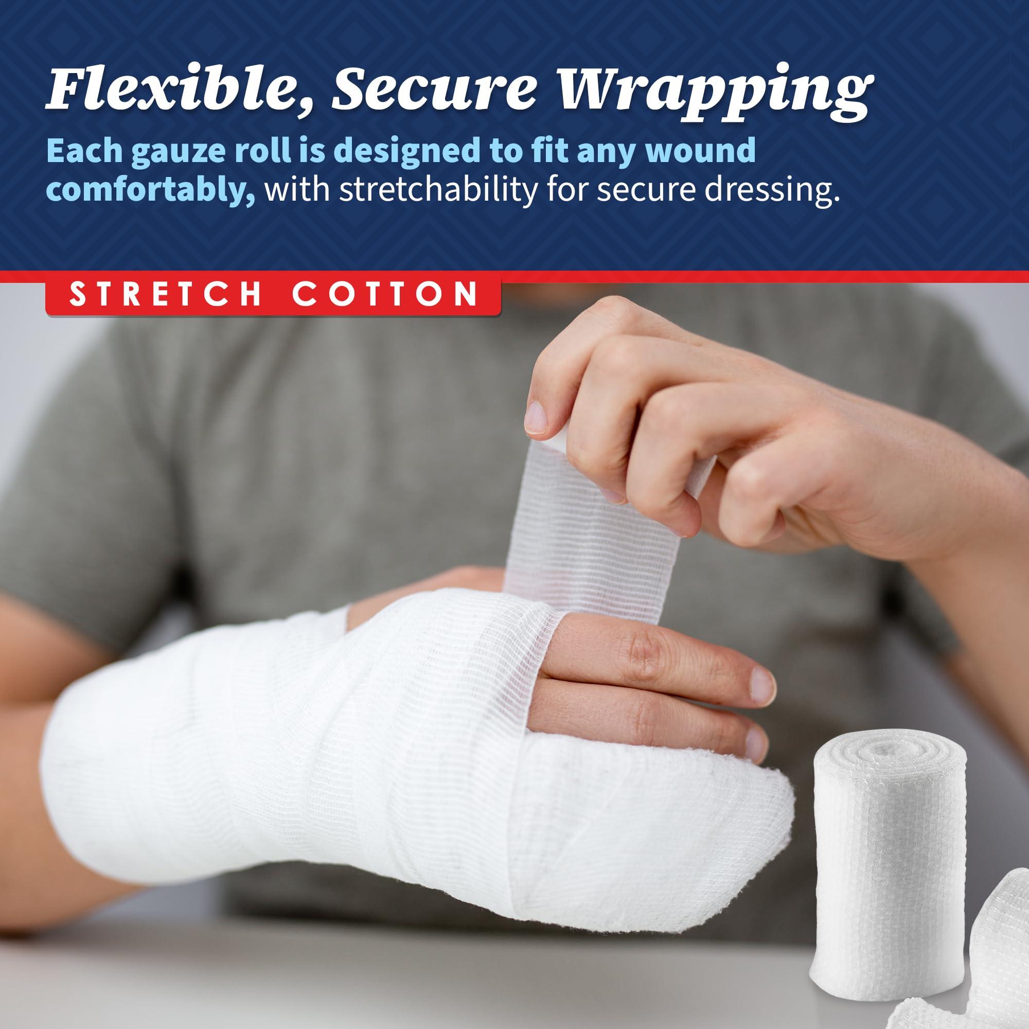 MEDca Gauze Bandage Rolls - (12 Pack) 2 in x 4.1 Yards Per Roll of Medical Grade Gauze Bandage and Stretch Bandage Wrapping for Dressing All Types of Wounds and First Aid Kit by MEDca, (2-Inch, 12 Pcs)