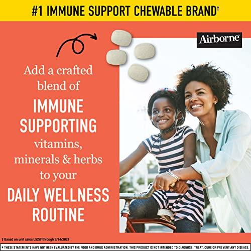 Airborne Airborne 1000mg Vitamin C Chewable Tablets with Zinc, Immune Support Supplement with Powerful Antioxidants Vitamins A C & E - (116 count bottle), Citrus Flavor, Gluten-Free