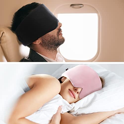 FRESHME FRESHME Cotton Sleep Mask Blackout - Handmade Eye Mask for Sleeping Eye Shade Cover Sleep Mask for Women Men Girl Soft and Breathable Adjustable Blinder Light Blocking Pink Airplane with Travel Pouch