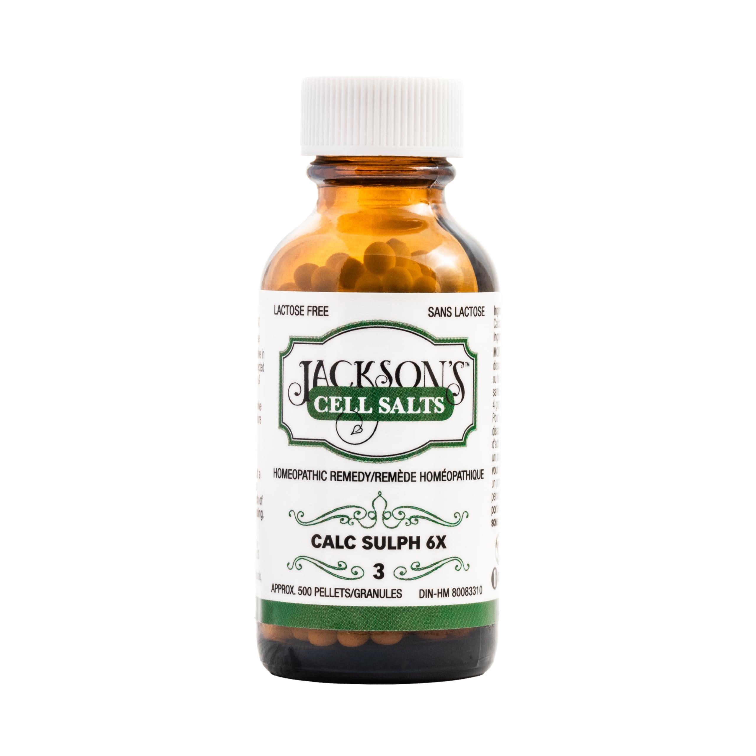 Jackson's Jacksons Cell Salt #3 Calc sulph 6X (500 Pellet Bottle) Certified Vegan, Lactose-Free Calcarea sulphurica 6X