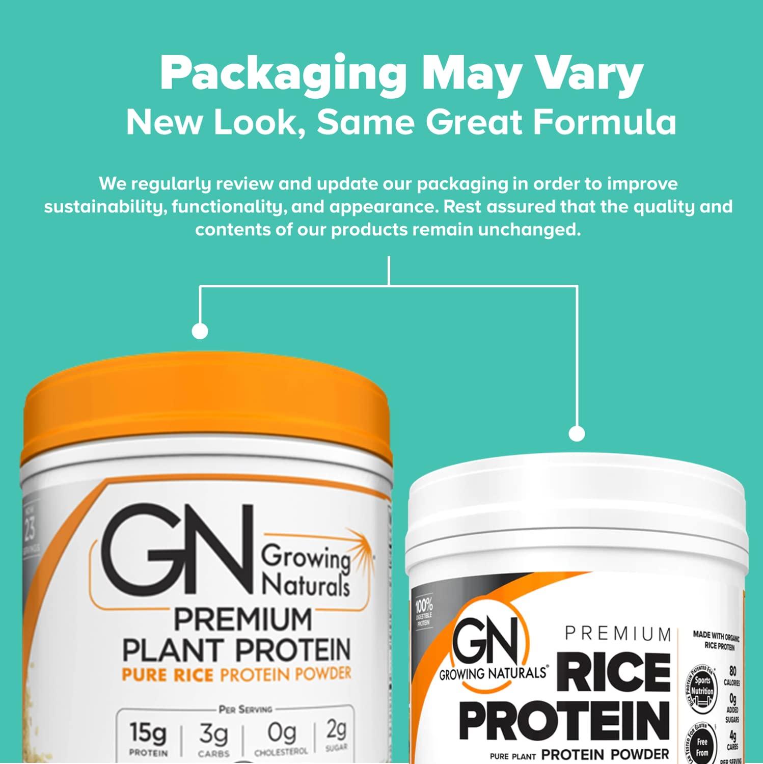 Growing Naturals Growing Naturals Organic Rice Protein Powder - 15g Plant Protein, 2.8G BCAA - Low-Carb, Low-Sugar, Non-GMO - Vanilla Blast, 16.4 Ounce (Pack of 1)