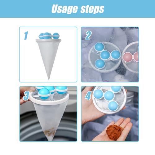 AIIONP Floating Hair Filtering Mesh Removal, Lint Catcher for Washing Machine, Reusable Washing Machine Hair Filter Laundry Pet Hair Catcher Pet Dog Cat Hair Remover for Laundry (Purple*3)