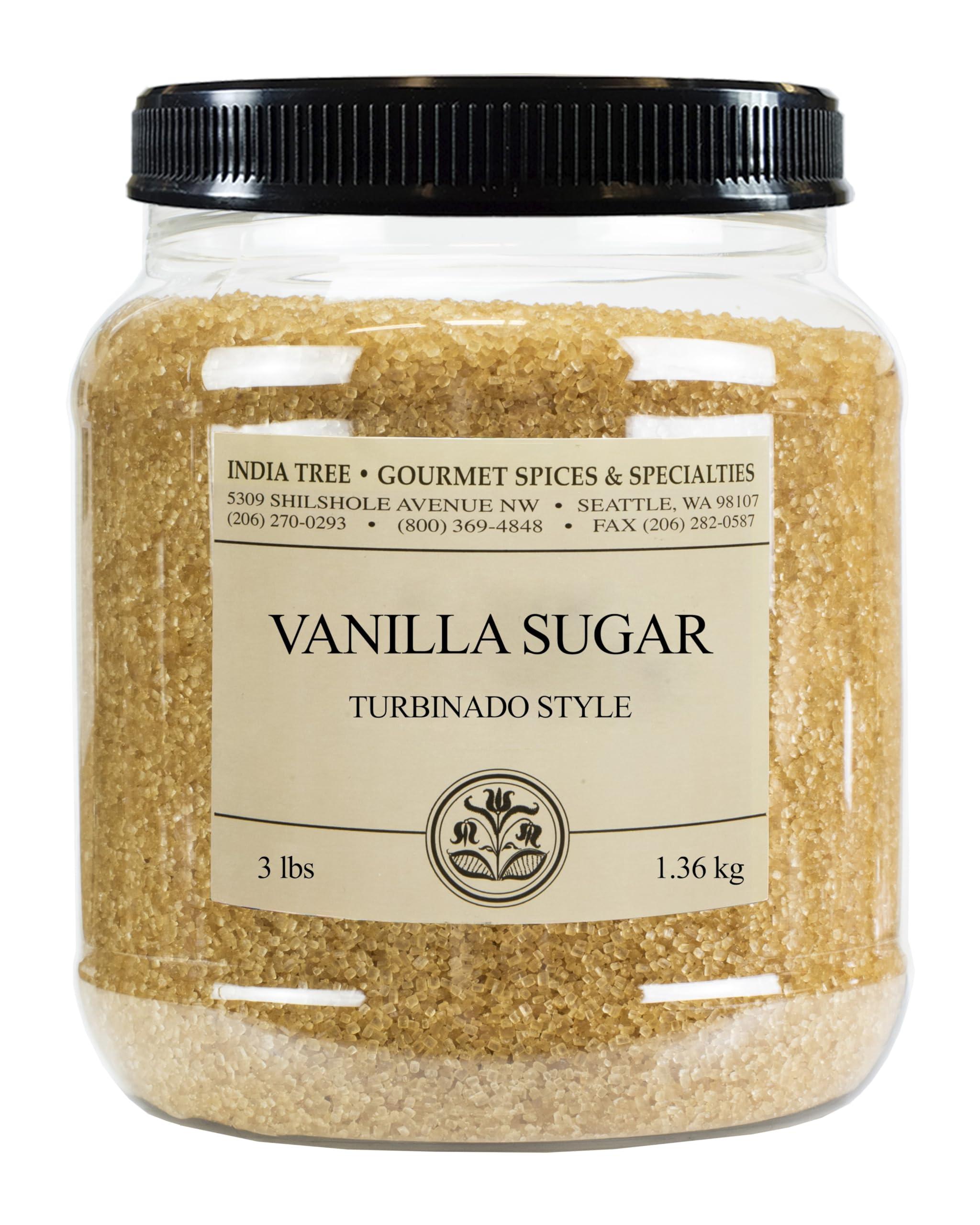 India Tree India Tree Turbinado Vanilla Sugar, 3-Pound Jar, With Real Bourbon Vanilla Bean, Baking, Cocktails, Crme Brule
