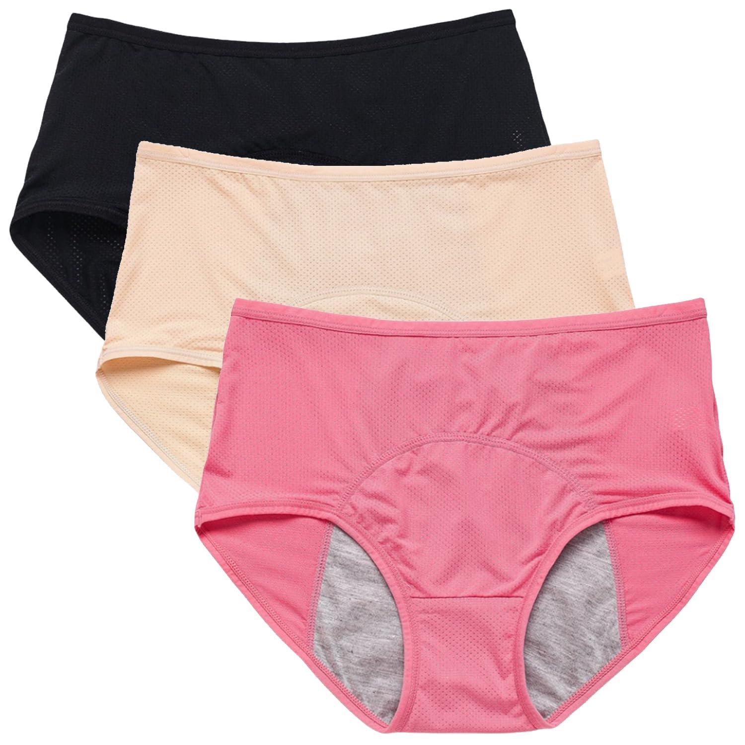 ASSOYEZ ASSOYEZ 2024 Upgrade Leakproof Ladies Underwear, Incontinence Underwear for Women, Leak Proof Panties for Women Over 60 (3Pcs-b,XXS)