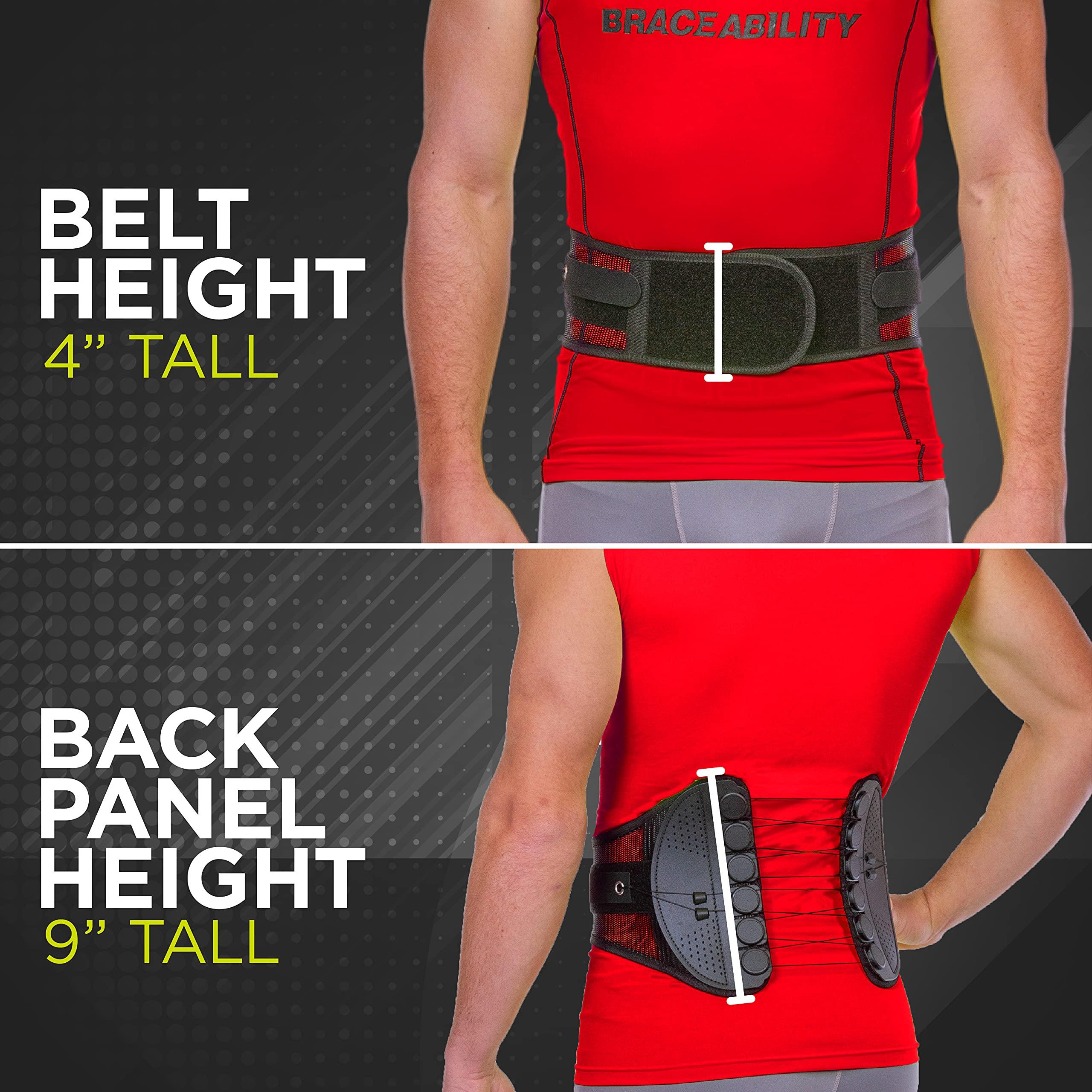 BraceAbility BraceAbility Spine Sport Back Brace - Athletic Men's and Women's Workout Lumbar Corset for Exercising, Running, Golfing, Driving, Fishing, Active Nurses and Police Work (Small)
