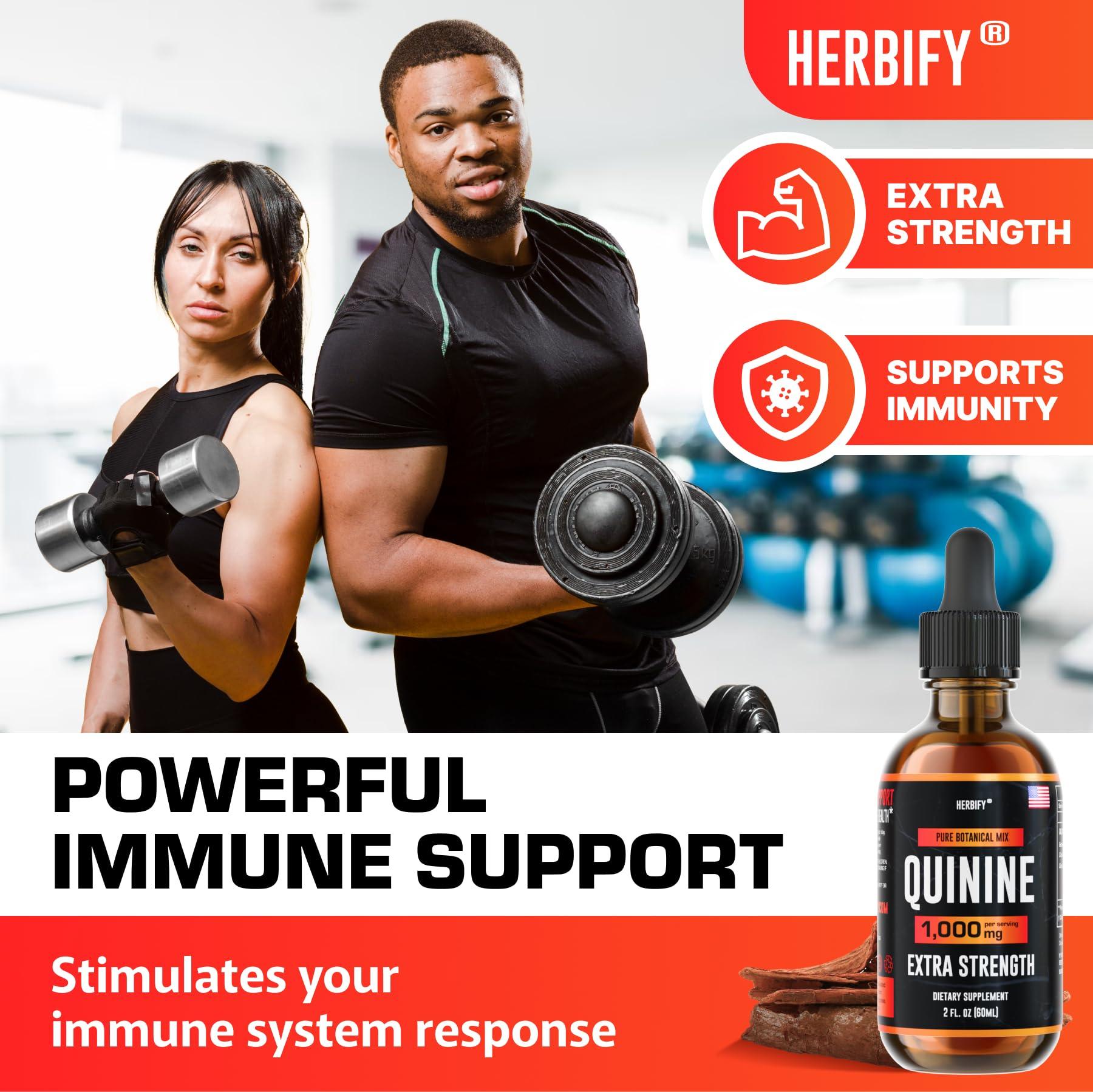 HERBIFY HERBIFY Quinine Tincture - Quinine Liquid Extract for Healthy Digestion & Leg Cramp - Quinine Cinchona Supplement for Better Absorption - US Made Product - for Men & Women 2oz (60ml)