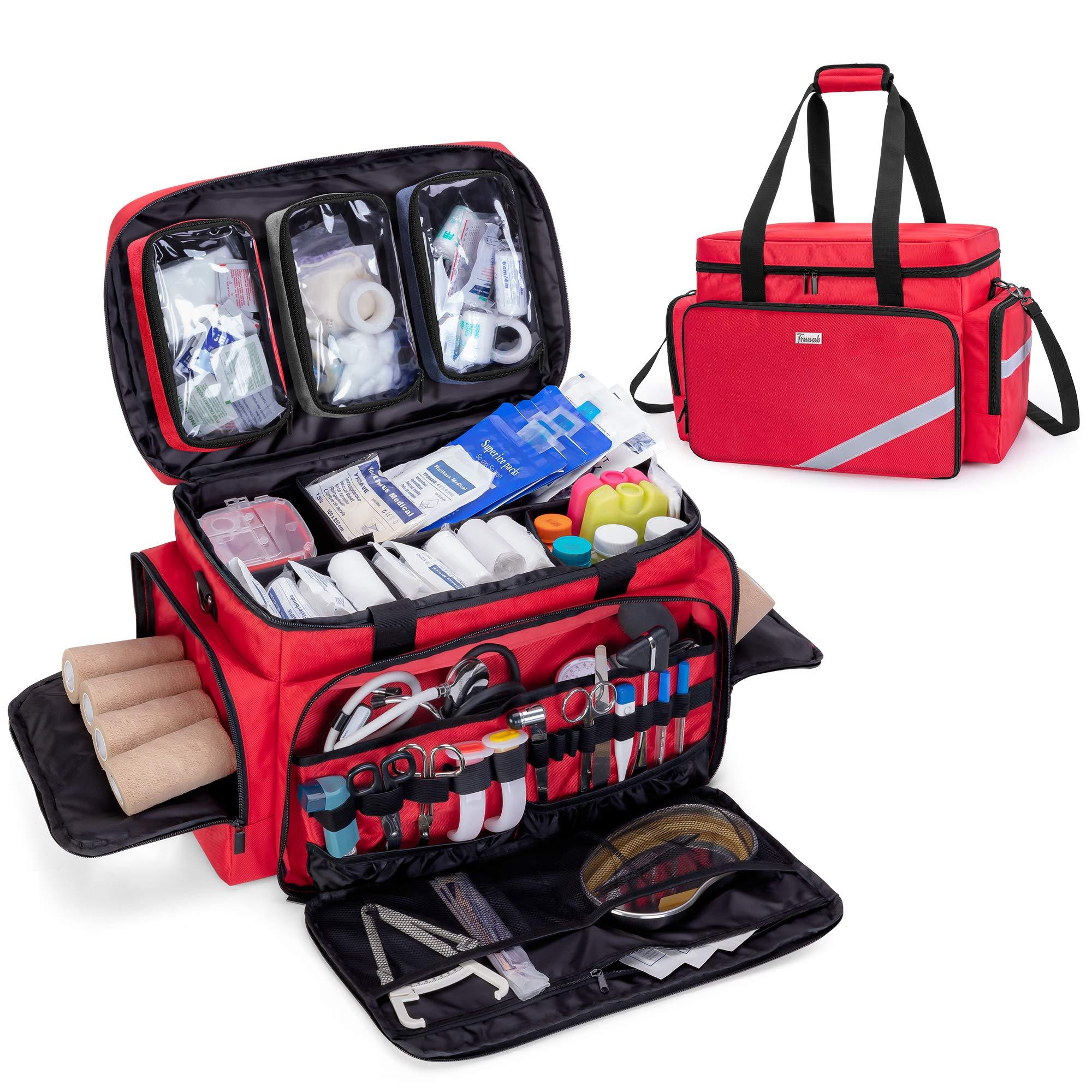 Trunab Trunab First Aid Bag Empty, Professional Medical Bag Emergency Responder Trauma Bag with Inner Dividers and No-Slip Bottom, Ideal for EMT, EMS, Paramedics, Bag ONLY
