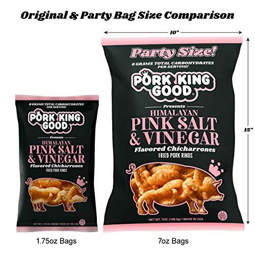 Pork King Good Pork King Good Himalayan Pink Salt & Vinegar Pork Rinds 7 OZ FAMILY SIZE (Chicharrones - Keto Snacks)