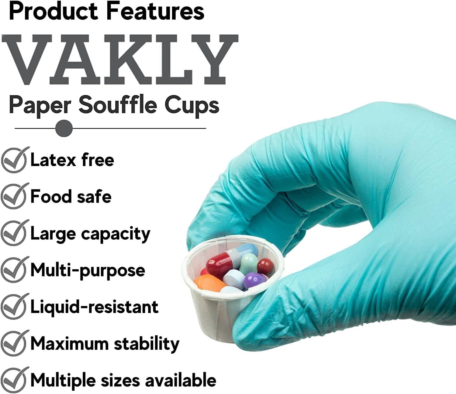 Vakly Disposable Paper Souffle Medicine Cups 3/4 oz [Pack of 2500] – (0.75 Ounce) Small Cups for Medication Distribution, Pills, Tasting, Condiments, Food and Dessert Serving