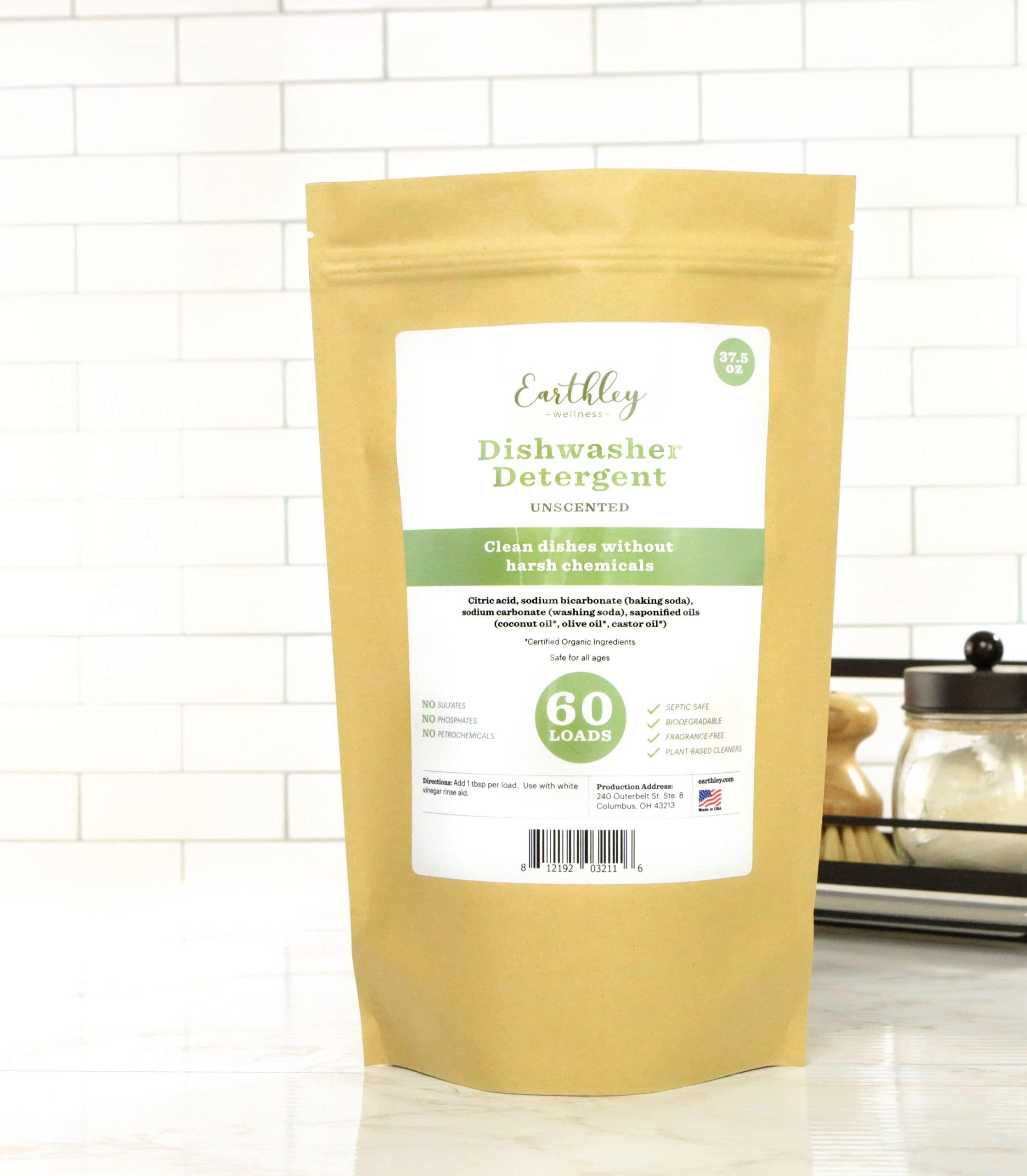 Earthley Wellness Earthley Wellness, Dishwasher Detergent, Eco-Friendly, Pure, Certified Organic Dish Detergent (60 Loads, Unscented)