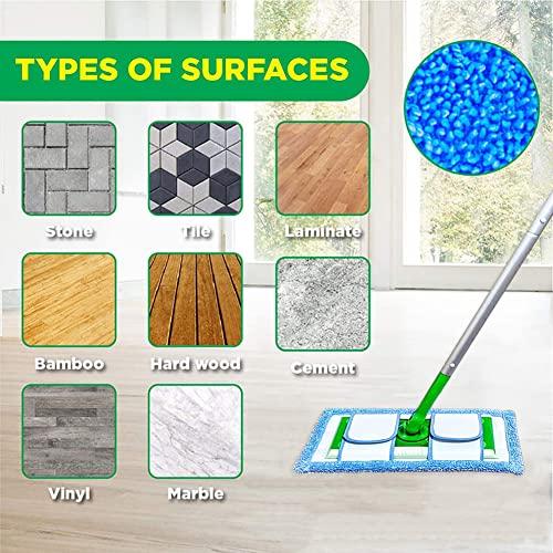 klaqian Klaqian 4 Pack Reusable Microfiber Mop Pads for Swiffer Sweeper and All 10-12 Inch Flat Mop Upgraded Wet Dry Cleaning Pads for All Hard-Floor