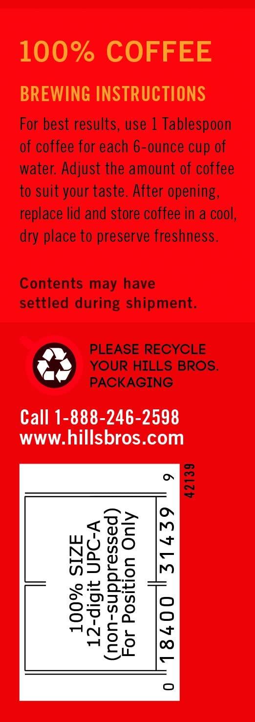 Hills Bros Hills Bros Original Mild Blend Ground Coffee, Light Roast, Smooth and Balanced for a Rich Light Coffee Taste 30.5 Ounce (Pack of 2)