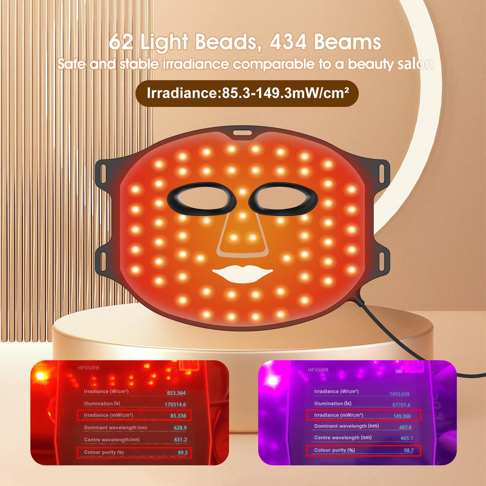 Aymeyly Ultra-Light Weight Red Light Therapy Mask, High Irradiance Red Light Therapy for Face, Comfortable Red Light Mask for Home Use