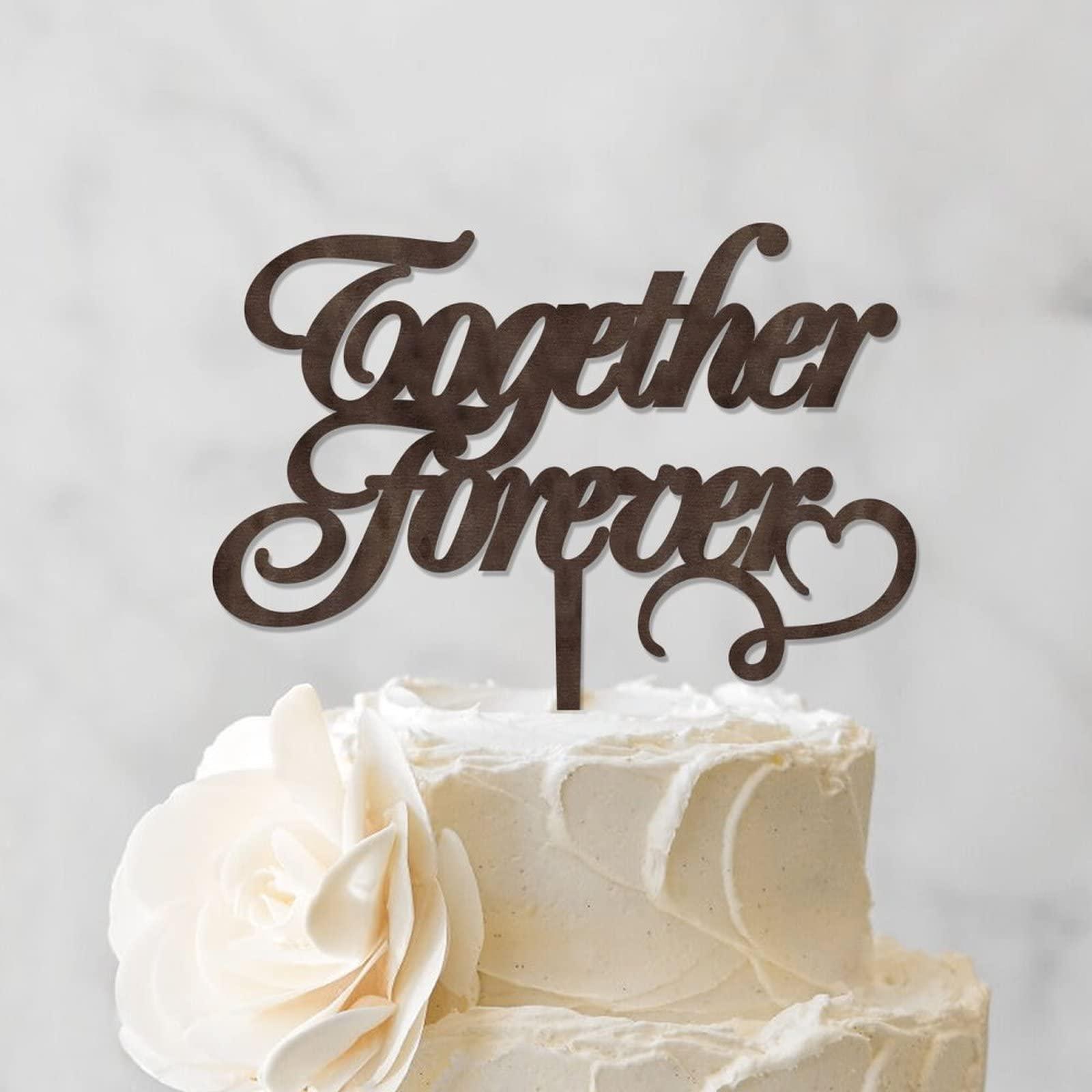 YJHLBHDIAN Together Forever Cake Toppers Anniversary Cake Toppers Mr & Mrs Wedding Cake Topper Married Cake Topper Rustic Wedding Gift Custom Last Name Cake Decorations Wood Brown Cake Topper