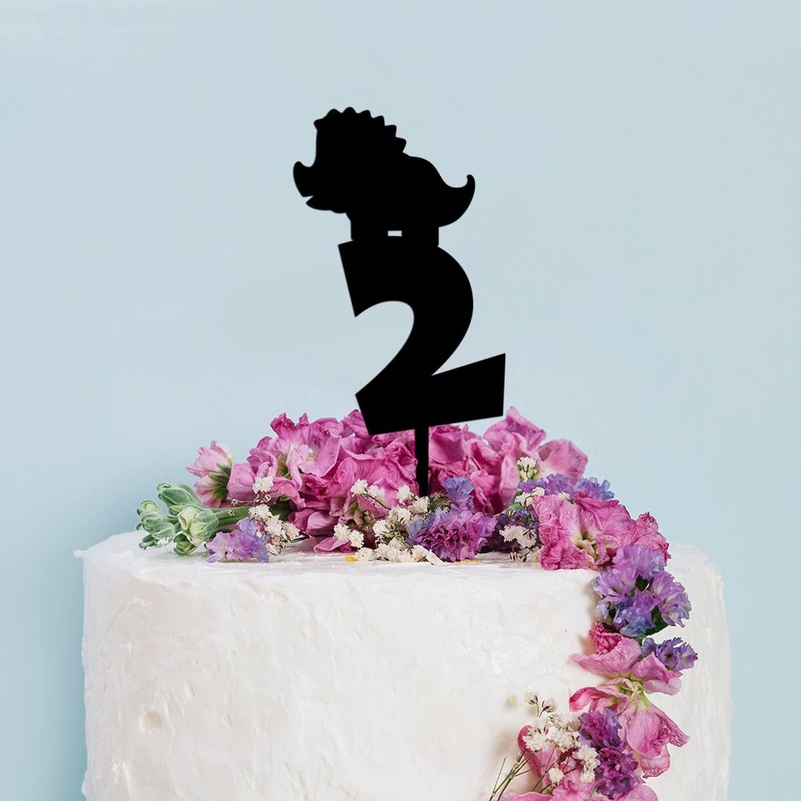 sanxnjana Custom Names Numbers Colors Happy Birthday Cake Topper Pick Happy 2nd Birthday Double Sided Pastries Cake Insert Topper Party Cake Decor for Birthday Party Decorations Supplies