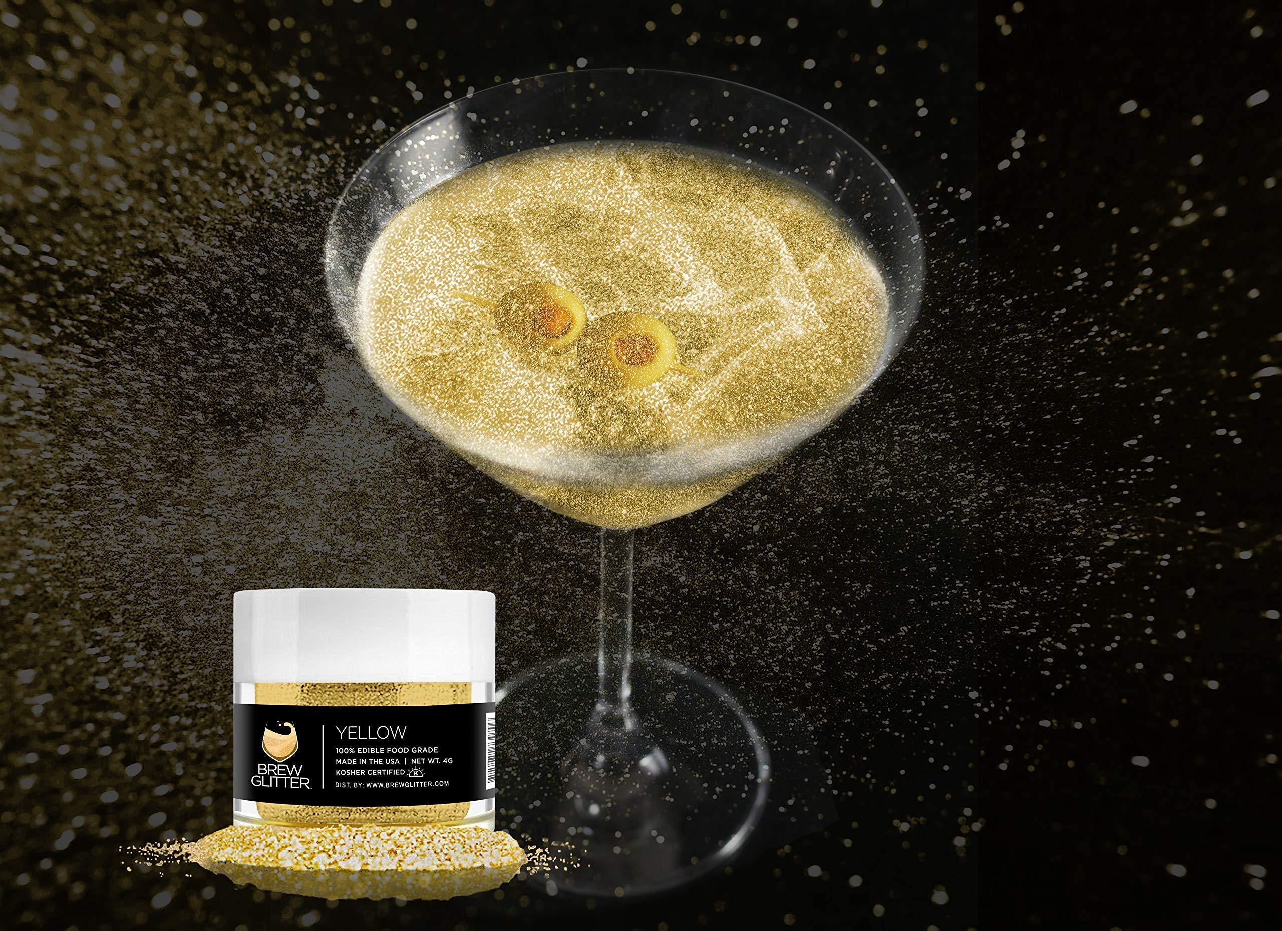 Bakell Brew Glitter (1x 4g Jar) | Edible Glitter for Drinks, Cocktails, Beer, Garnish & Beverages (Yellow)