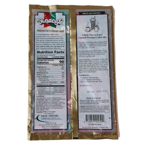 Vinacafe Vinacafe Premium 3 in 1 Instant Coffee Mix, New & Improved Version, Unique Blend of Both Arabica & Robusta Coffee Beans, 24 Count Packets, 1 Bag