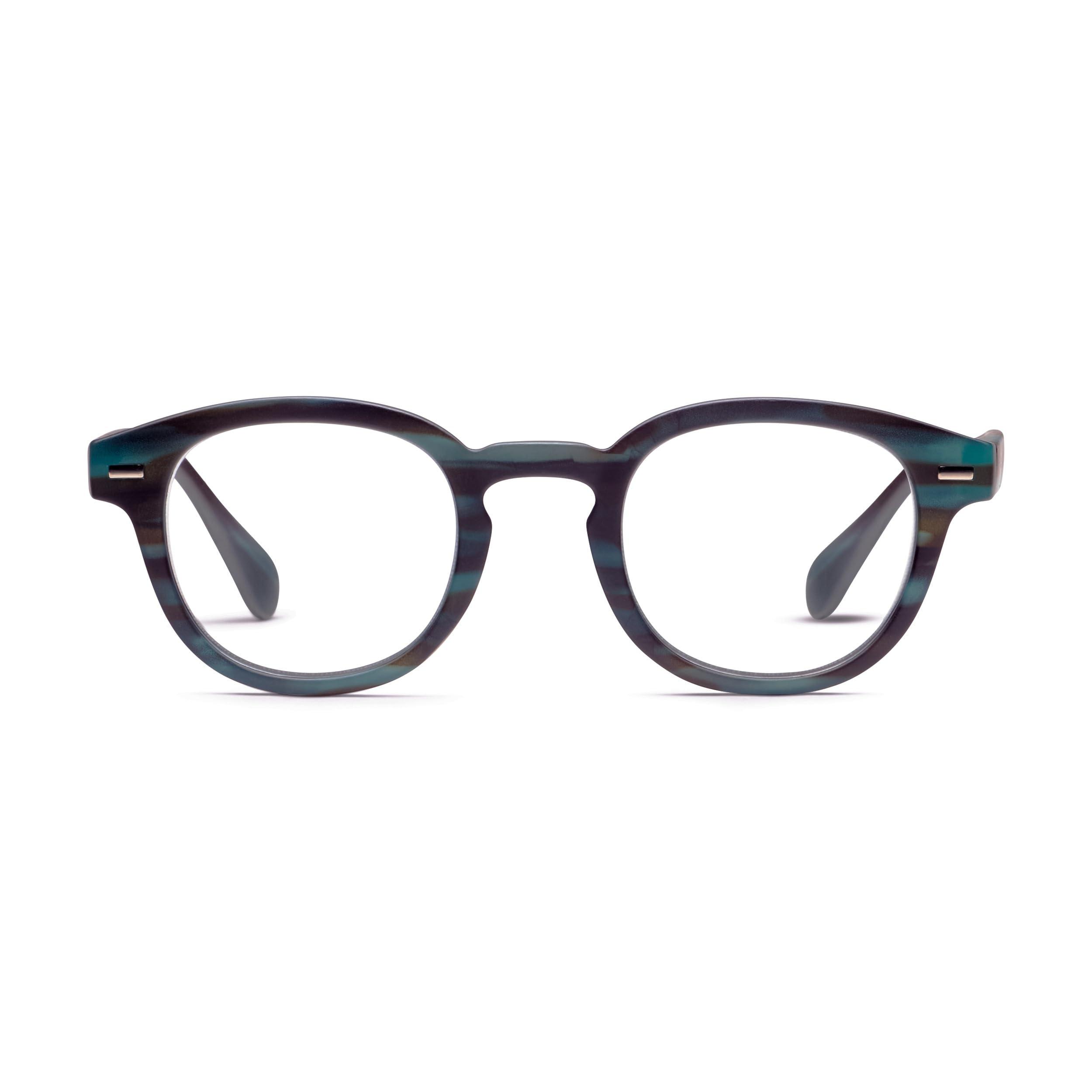 Peepers by PeeperSpecs Peepers by PeeperSpecs Men\'s Headliner Round Reading Glasses, Teal Horn, 1.75