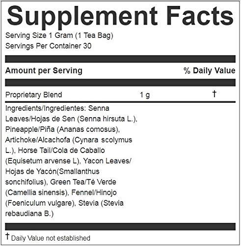 PIALAX PINALAX Pineapple Pia 100% Natural Blend Detox-Tea promotes digestion | Artichoke, Green Tea, Stevia, Yacon, Senna, Horsetail, and Fennel | 30 Tea Bags