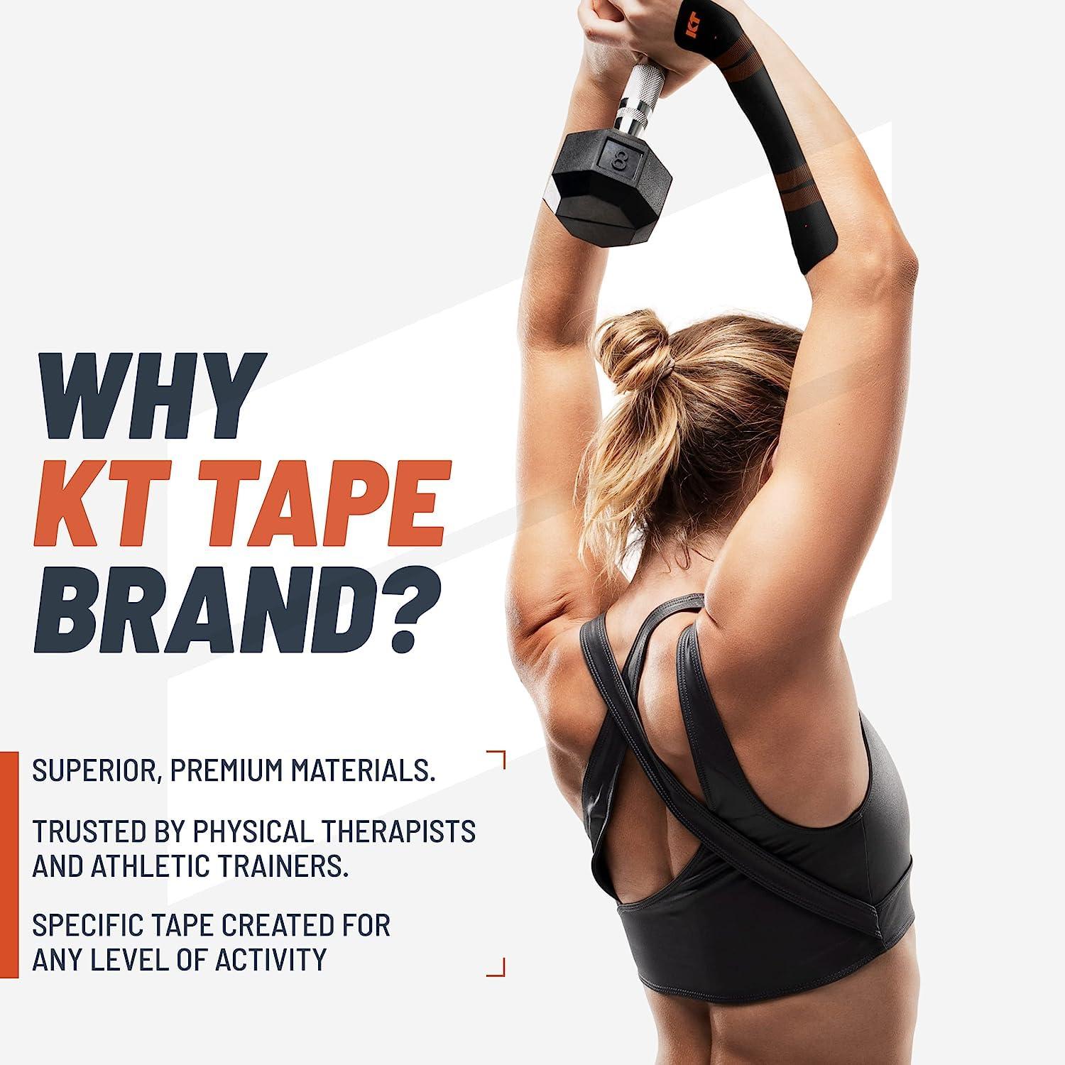KT Tape KT Tape, PRO Synthetic Elastic Kinesiology Athletic Tape, 150 Count, 10\" Precut Strips, Black