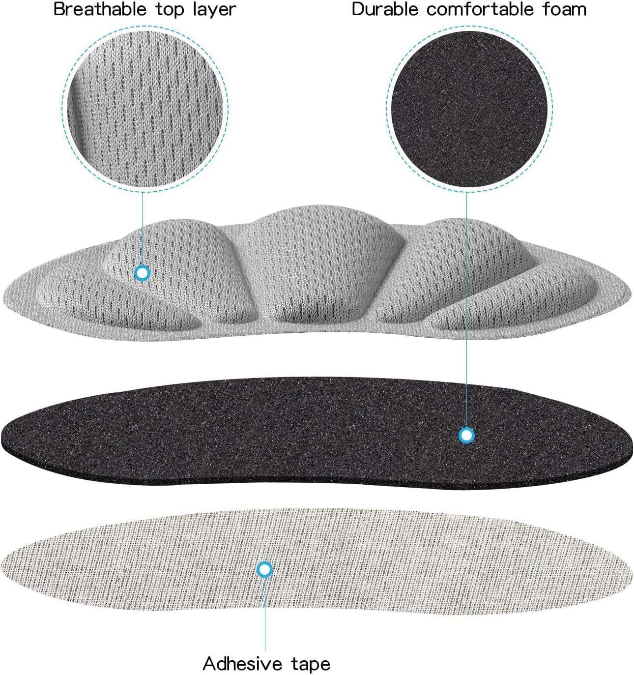 Huethy Back of Heel Cushion Pads, Adhesive Heel Grips Inserts for Boots, Loose Shoes Too Big, Reusable Heel Guards Liners for Women Men, Improve Shoe Fit,8PCS-Gray