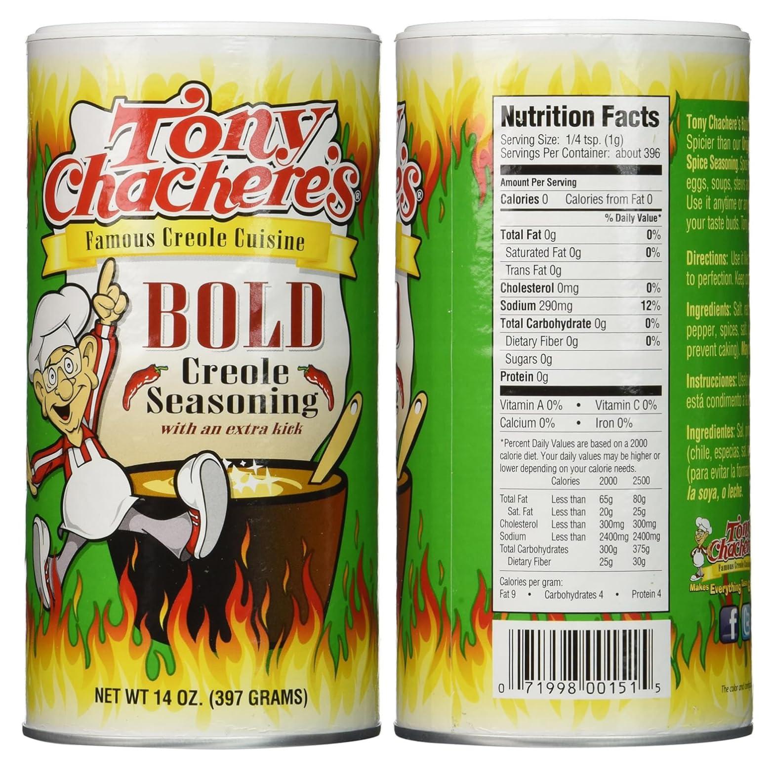 Tony Chachere's Tony Chachere Creole Seasoning, Bold, 14 Ounce (Pack of 12)