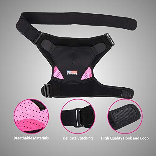 CLEVISS BRACE Shoulder Brace for Men and Women [2020 Version] Rotator Cuff - for Bursitis, Dislocated AC Joint, Labrum Tear, Tendonitis,Neoprene Compression Support Sleeve (Pink, L-XL)