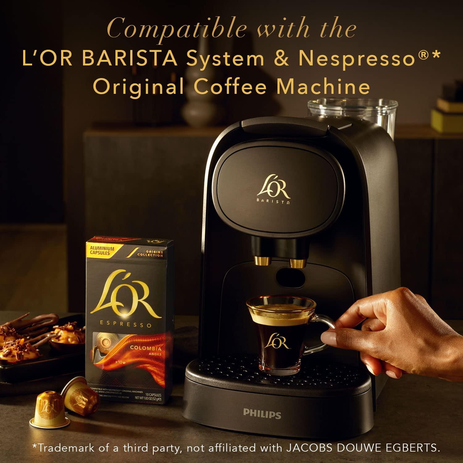 L'OR L'OR Espresso Capsules, 100 Count Colombia, Single-Serve Aluminum Coffee Capsules Compatible with the L'OR BARISTA System & Nespresso Original Machines