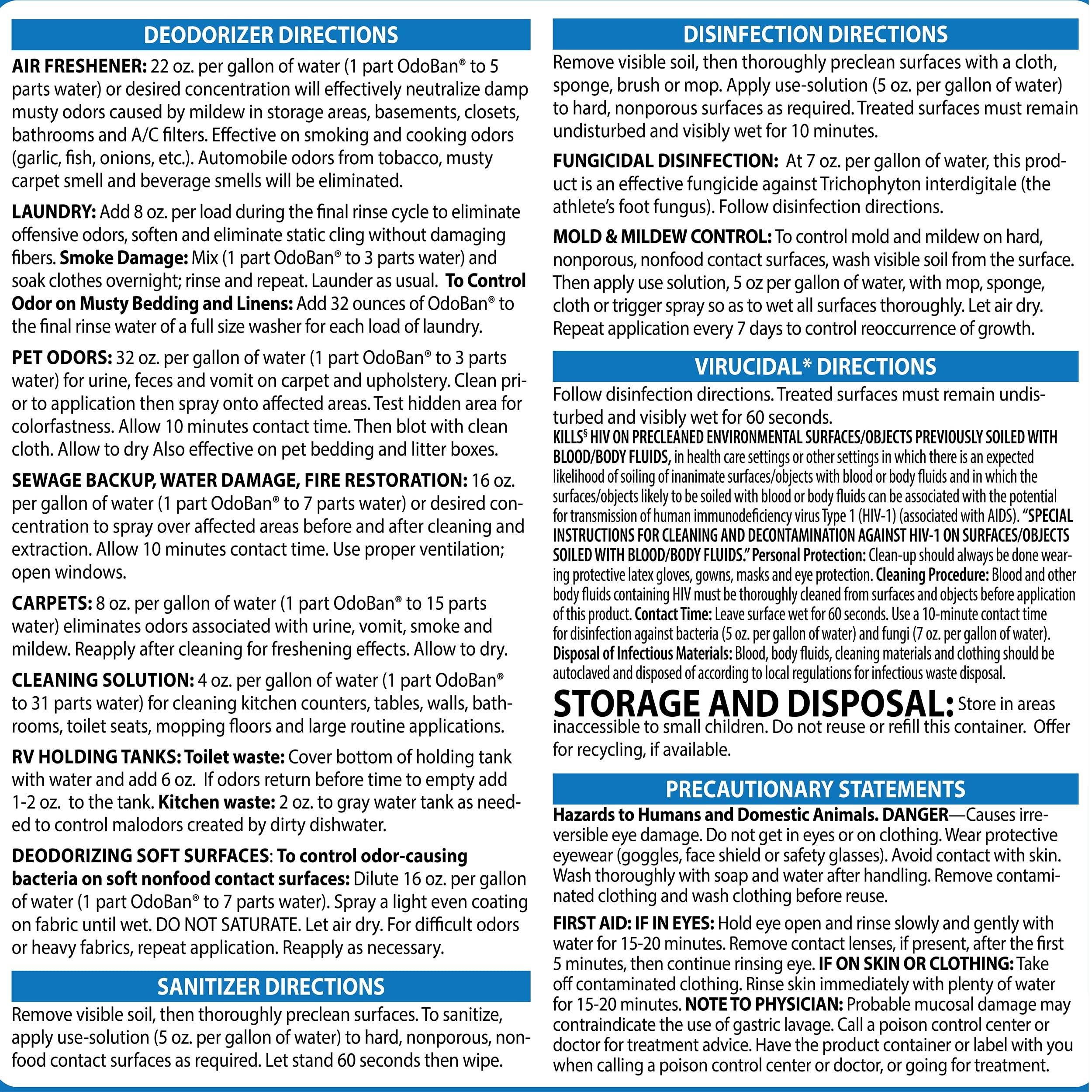 OdoBan OdoBan Disinfectant Concentrate and Odor Eliminator, 1 Gallon, Fresh Linen Scent