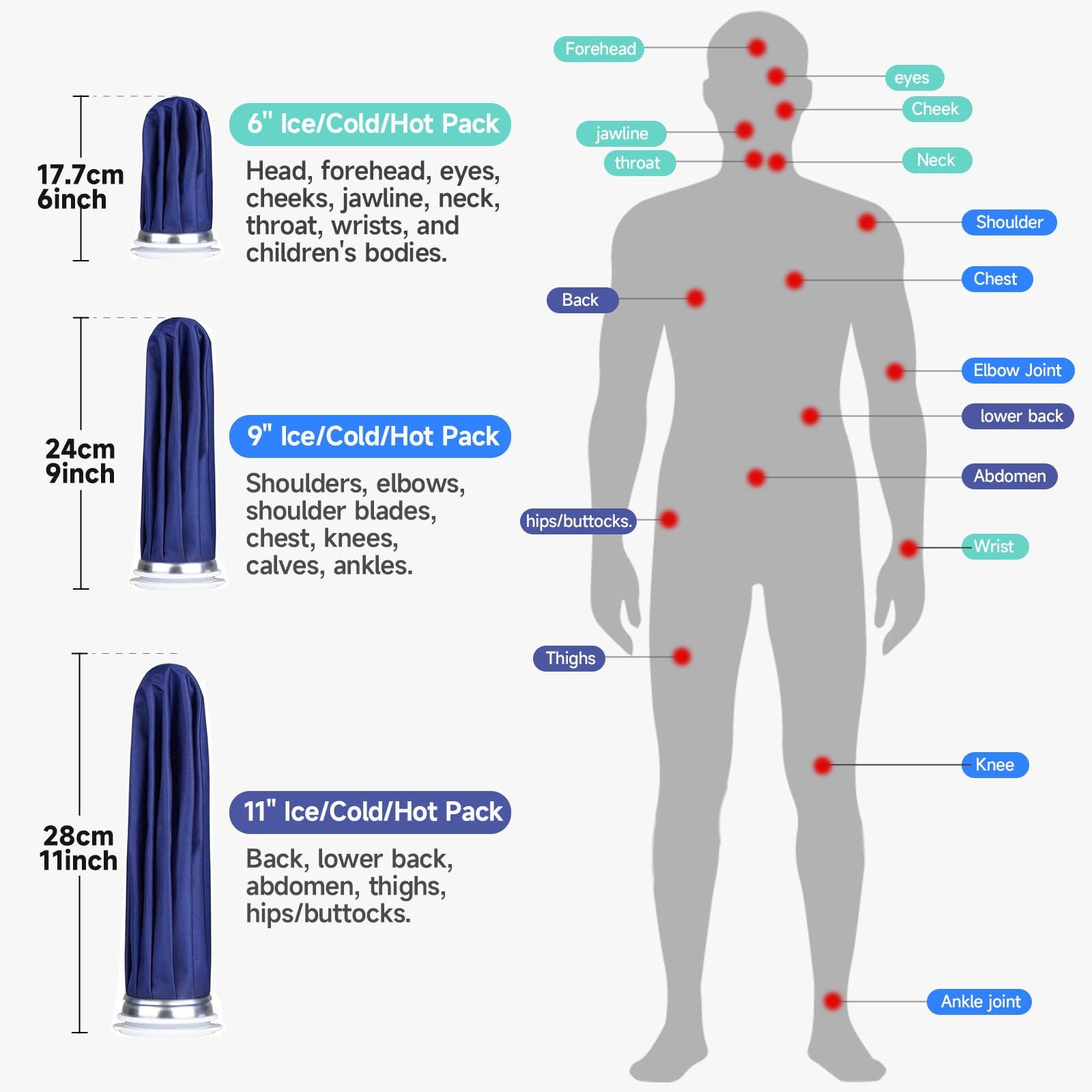 BICAREE BICAREE Ice Pack for Injuries Reusable, Ice Bags Hot Water Bag for Hot & Cold Therapy and Pain Relief with Cover, No-Leak Elastic Breathable Ice Bag, Size 9\"