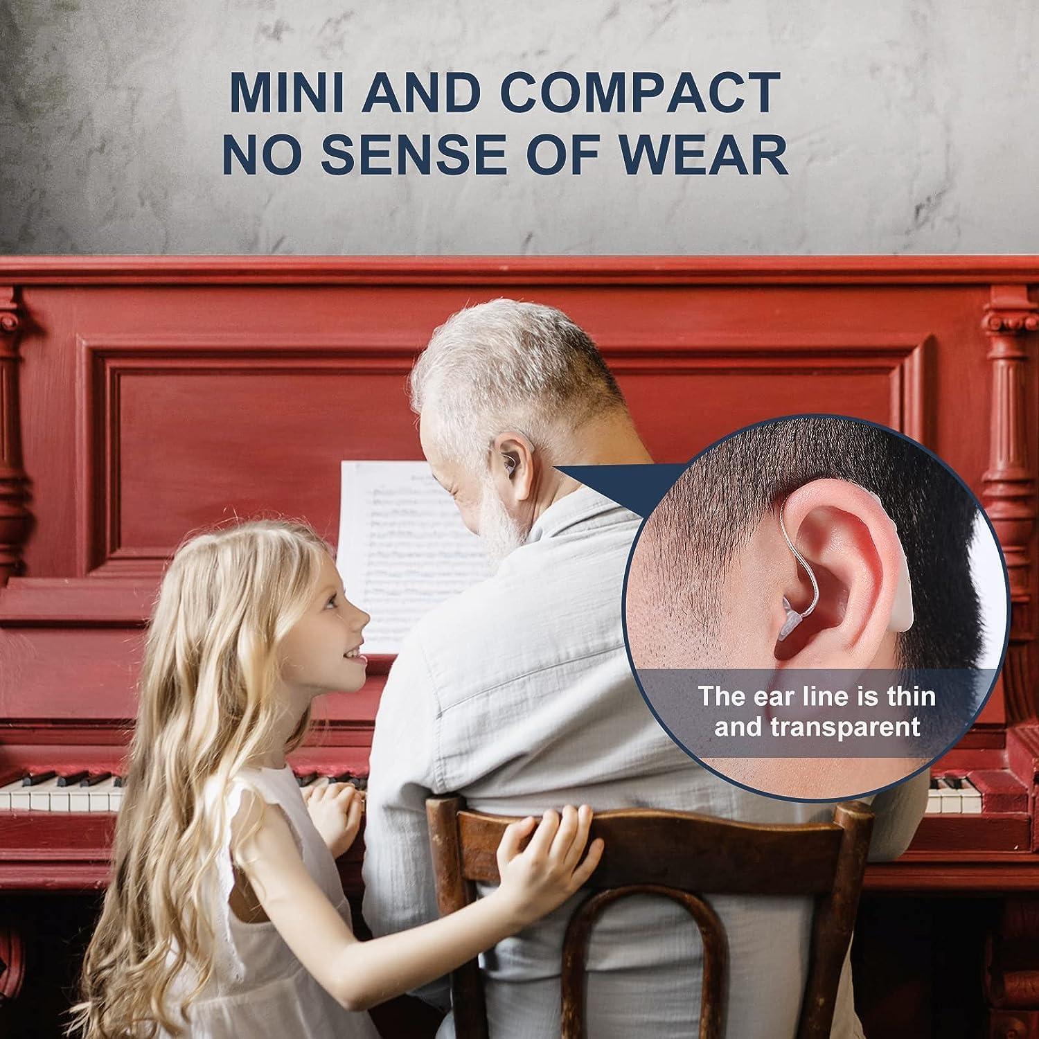 RUYIOER Hearing aids for Seniors, invisible rechargeable hearing aids, suitable for adults with hearing loss, digital hearing aid volume controls (Brown)