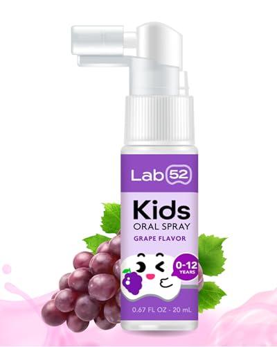 LAB 52 LAB52 Kids Oral Spray, Toddler Toothpaste Helper for Cavity Repair and Fresh Breath, Children Anticavity with Fluoride Free for Newborn to Preschoolers, Xylitol Grape Flavor