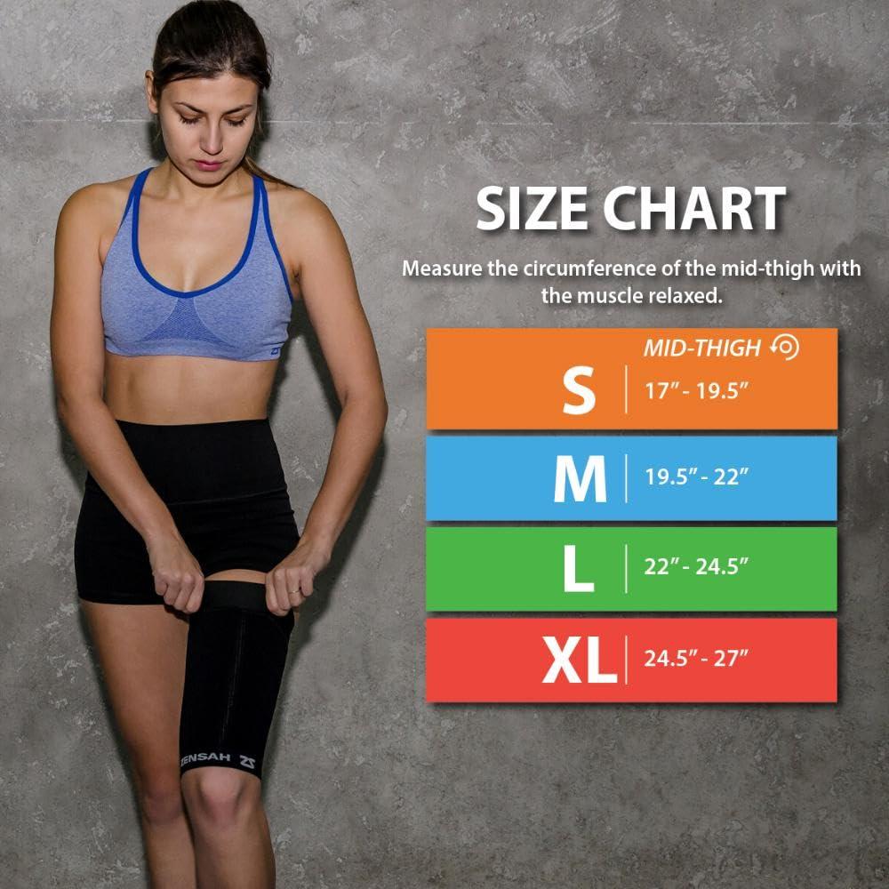 Zensah Zensah Thigh Compression Sleeve - Support for Pulled Hamstring, Quad Strain, Groin Compression Wrap for Men and Women (Medium, Midnight Black (2 Sleeves))